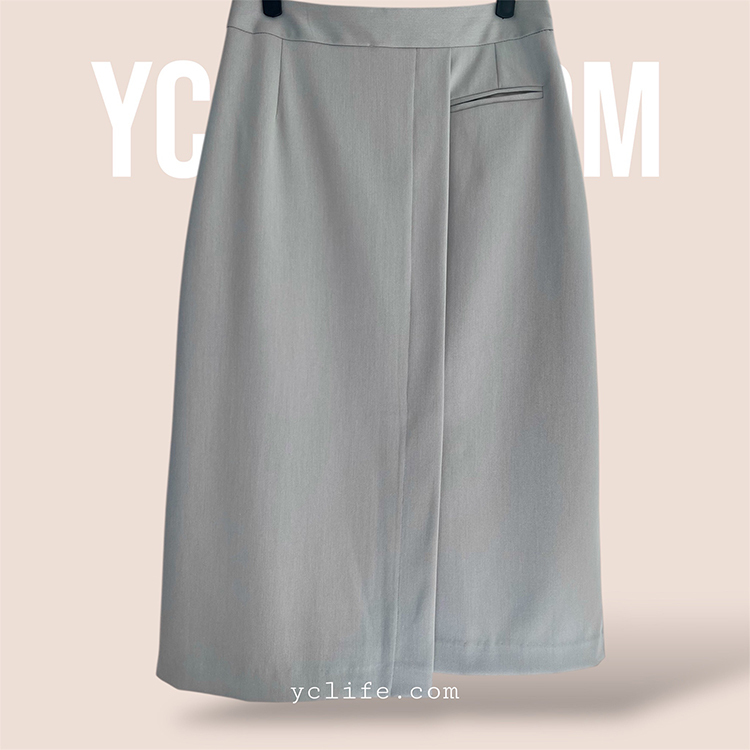 拼接開衩西裝中長裙