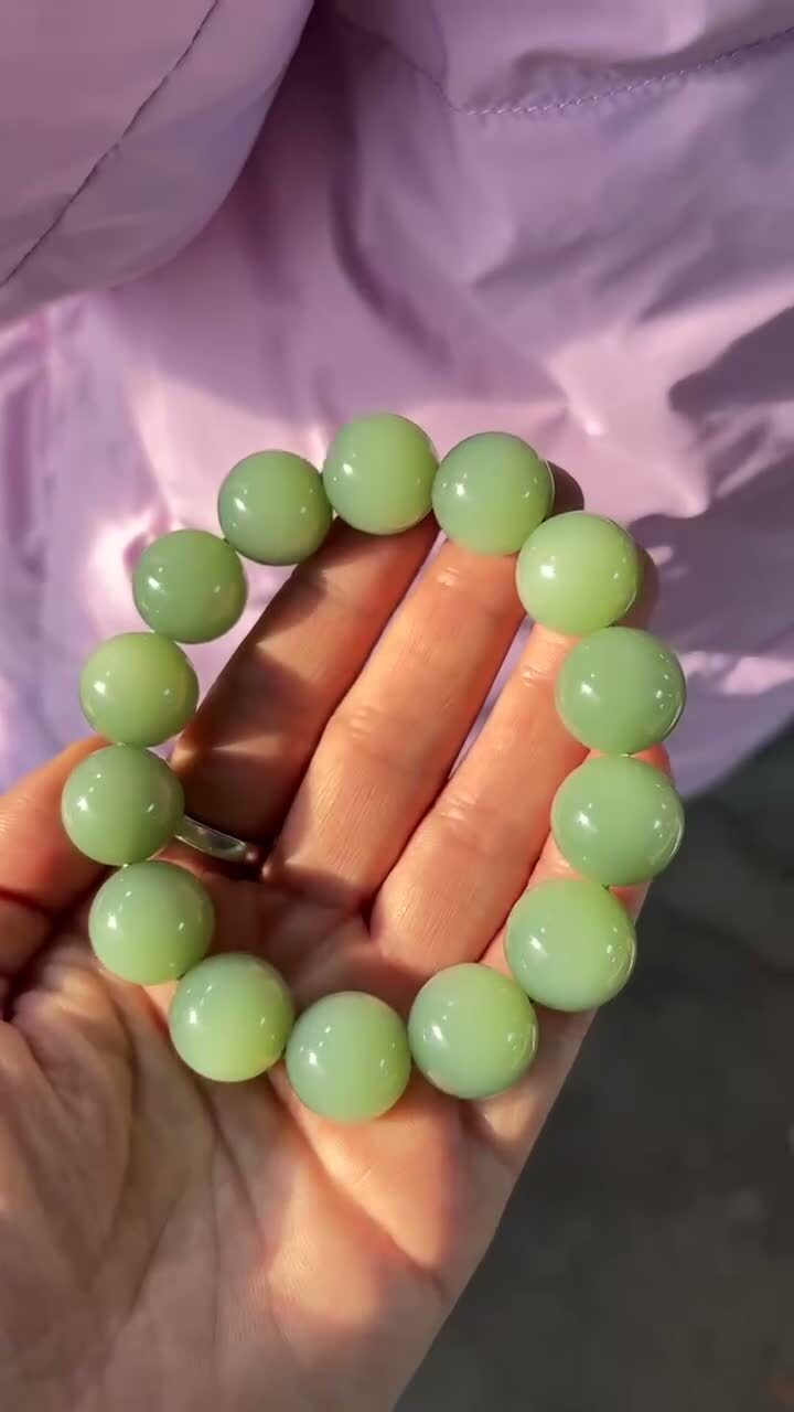 和田玉果凍手串,天然和田玉軟玉