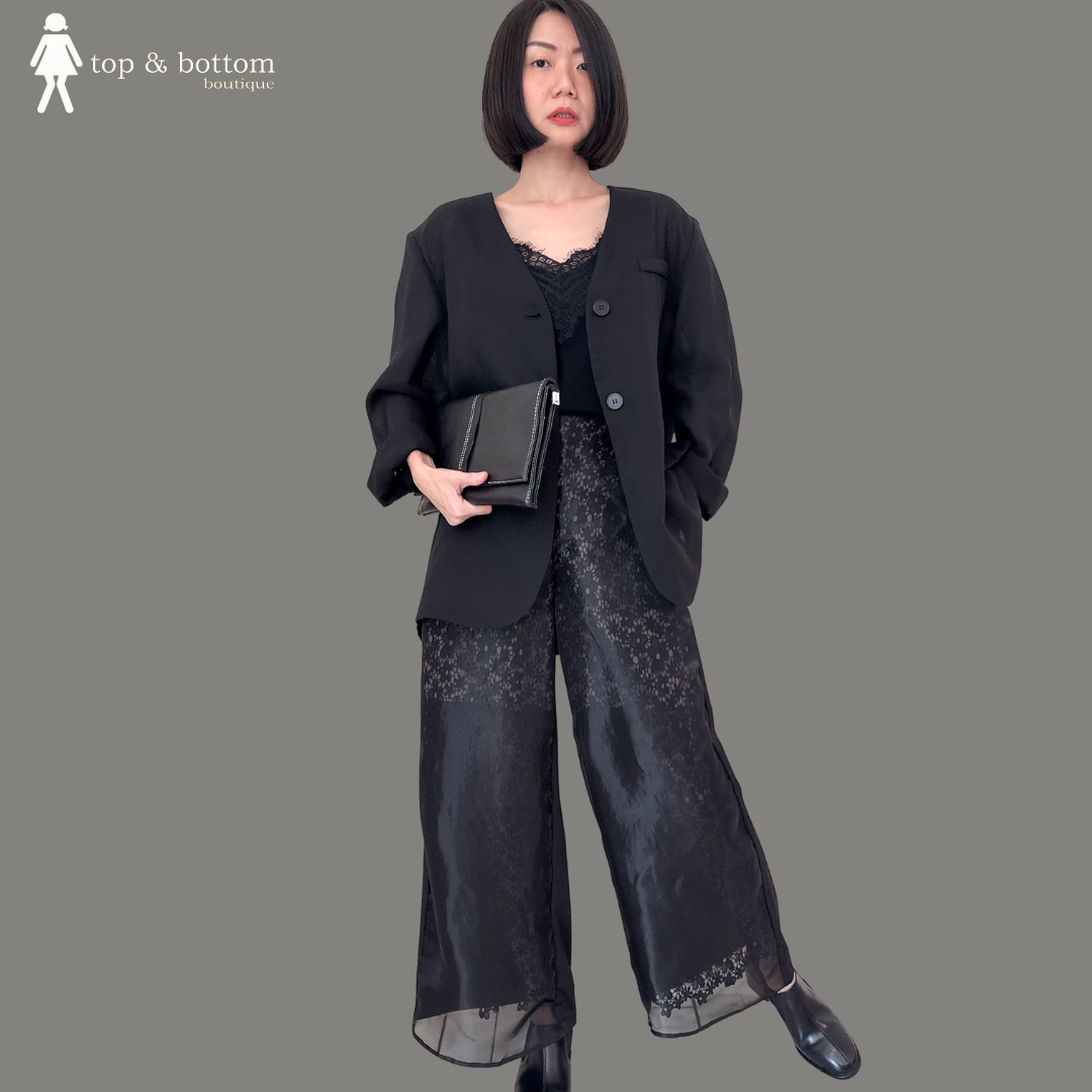 HIGH WAISTED ORGANZA PANT WITH CROCHET INNER