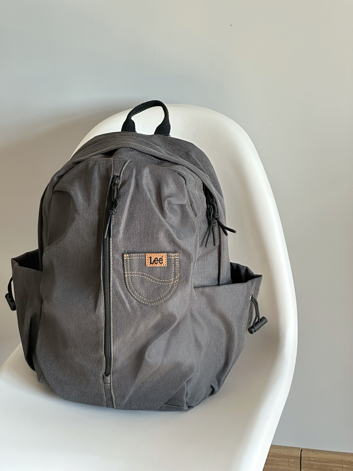 代購-Lee 大容量 多功能 牛仔布 雙肩包 後背包 男女同款 三色