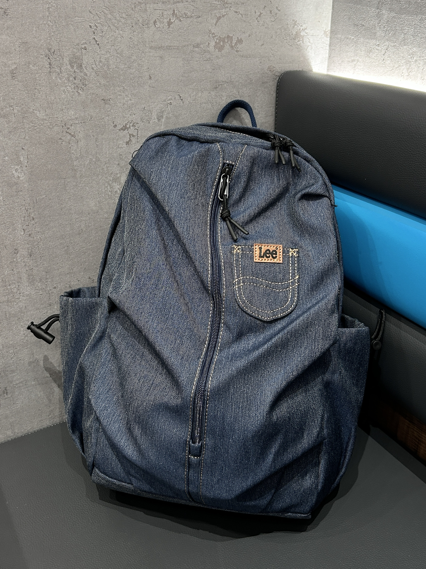 代購-Lee 大容量 多功能 牛仔布 雙肩包 後背包 男女同款 三色