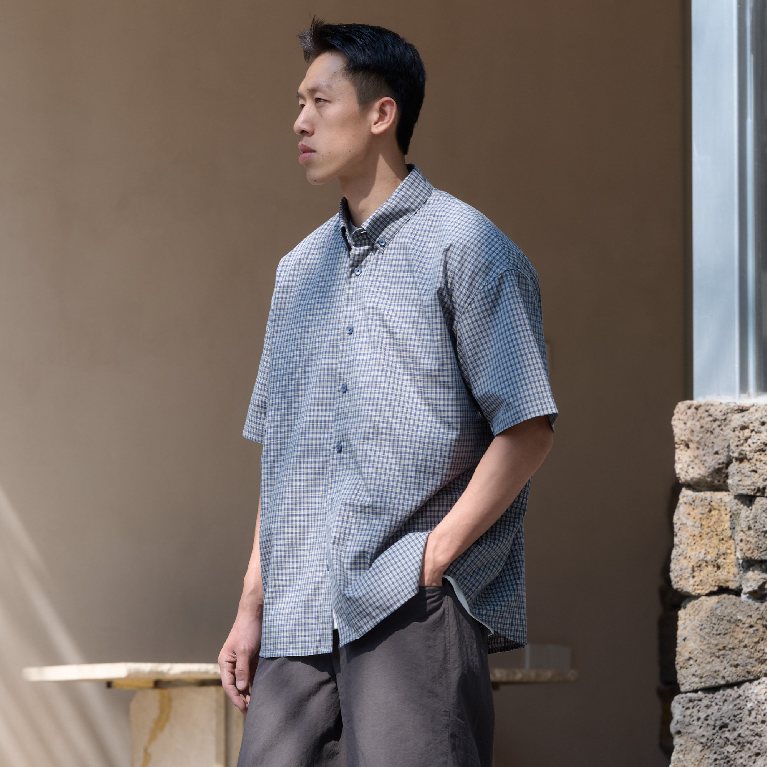 BOHRHOO Gingham Shirts 細格紋 短袖襯衫 [BH1146]