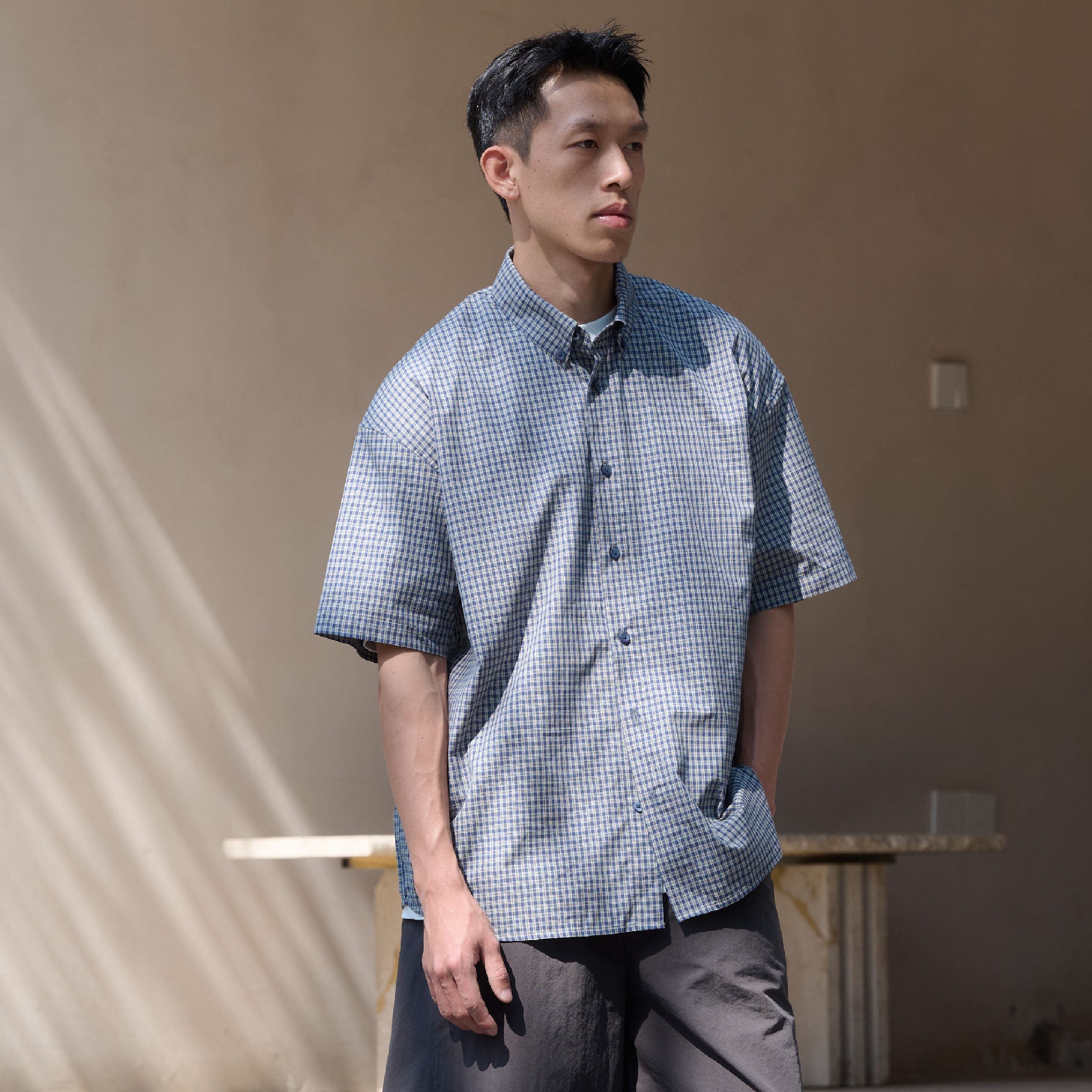 BOHRHOO Gingham Shirts 細格紋 短袖襯衫 [BH1146]