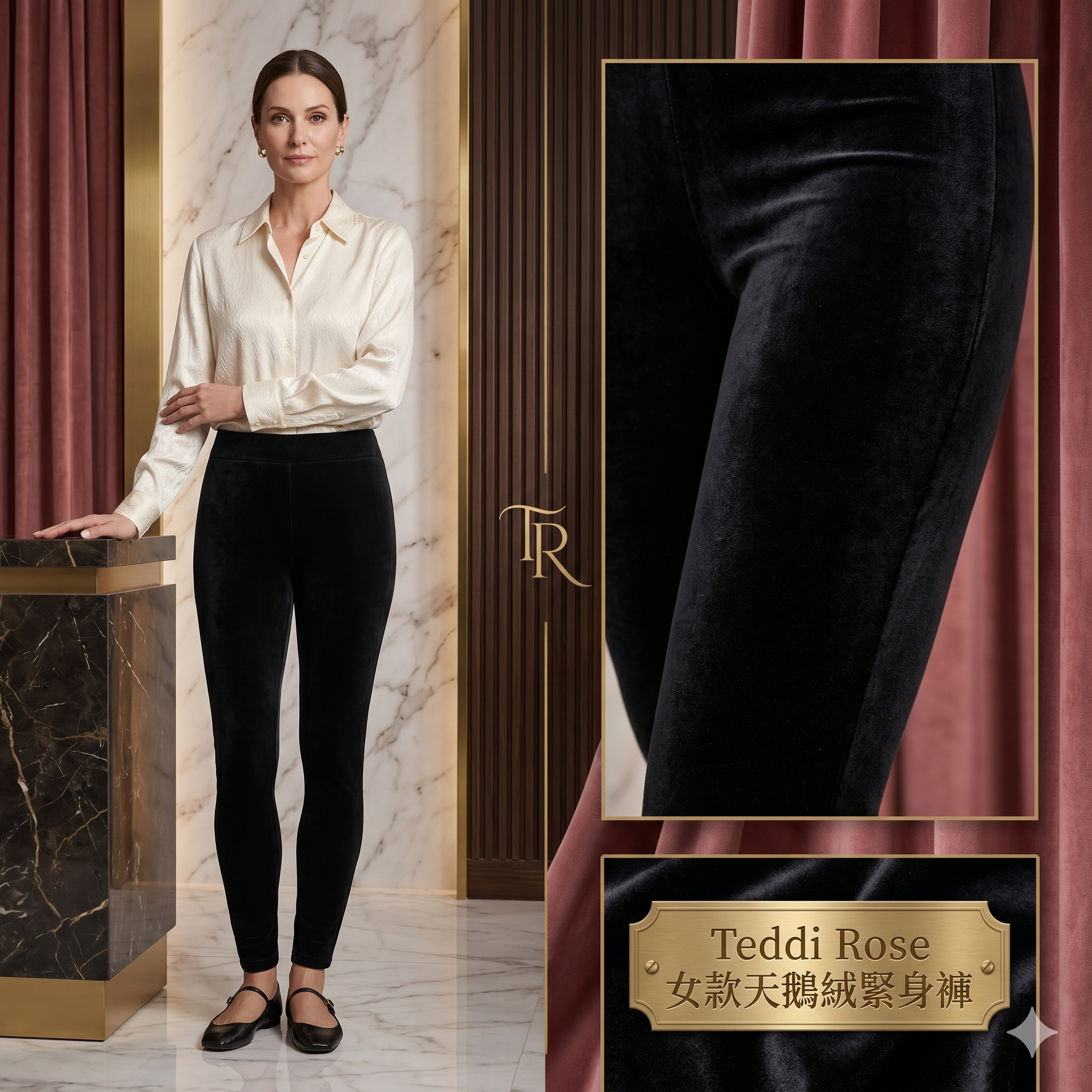【預購】H041571 Teddi Rose 女款天鵝絨緊身褲