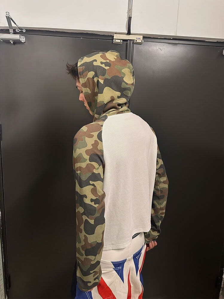 ArtByTastybabe迷彩 米字旗 愛心方鑽 連帽 華夫格長袖T