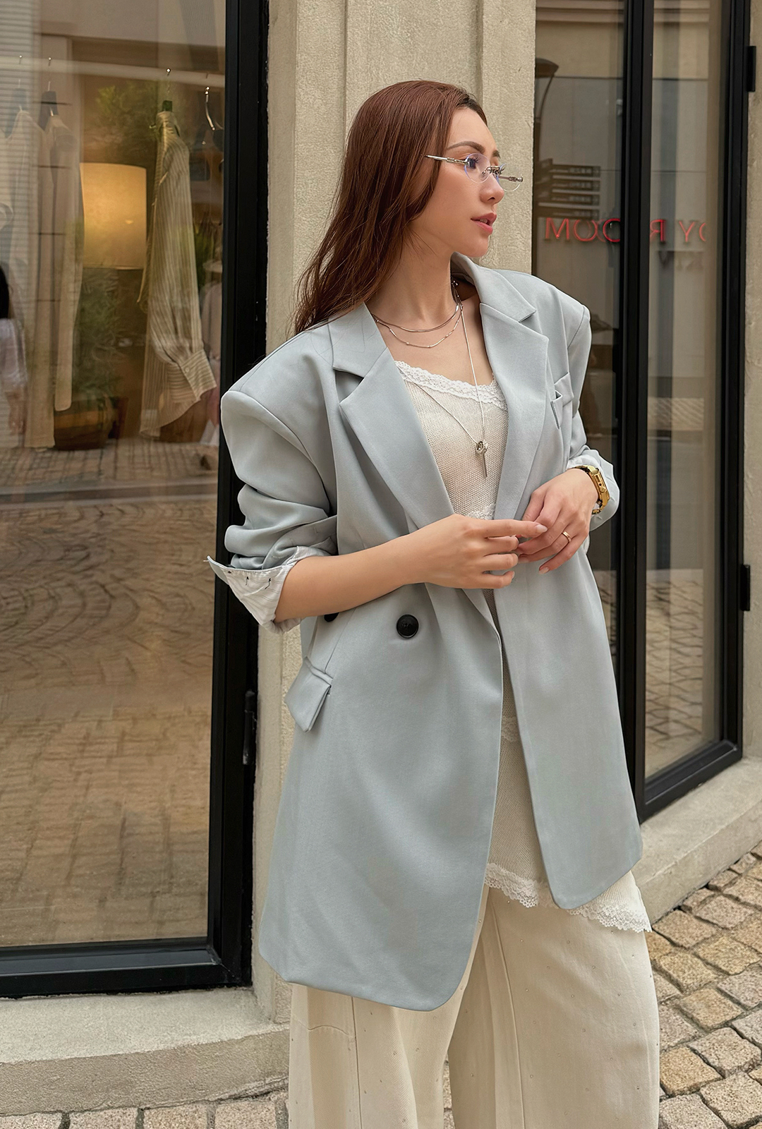 IB940-翻領側釦西裝外套