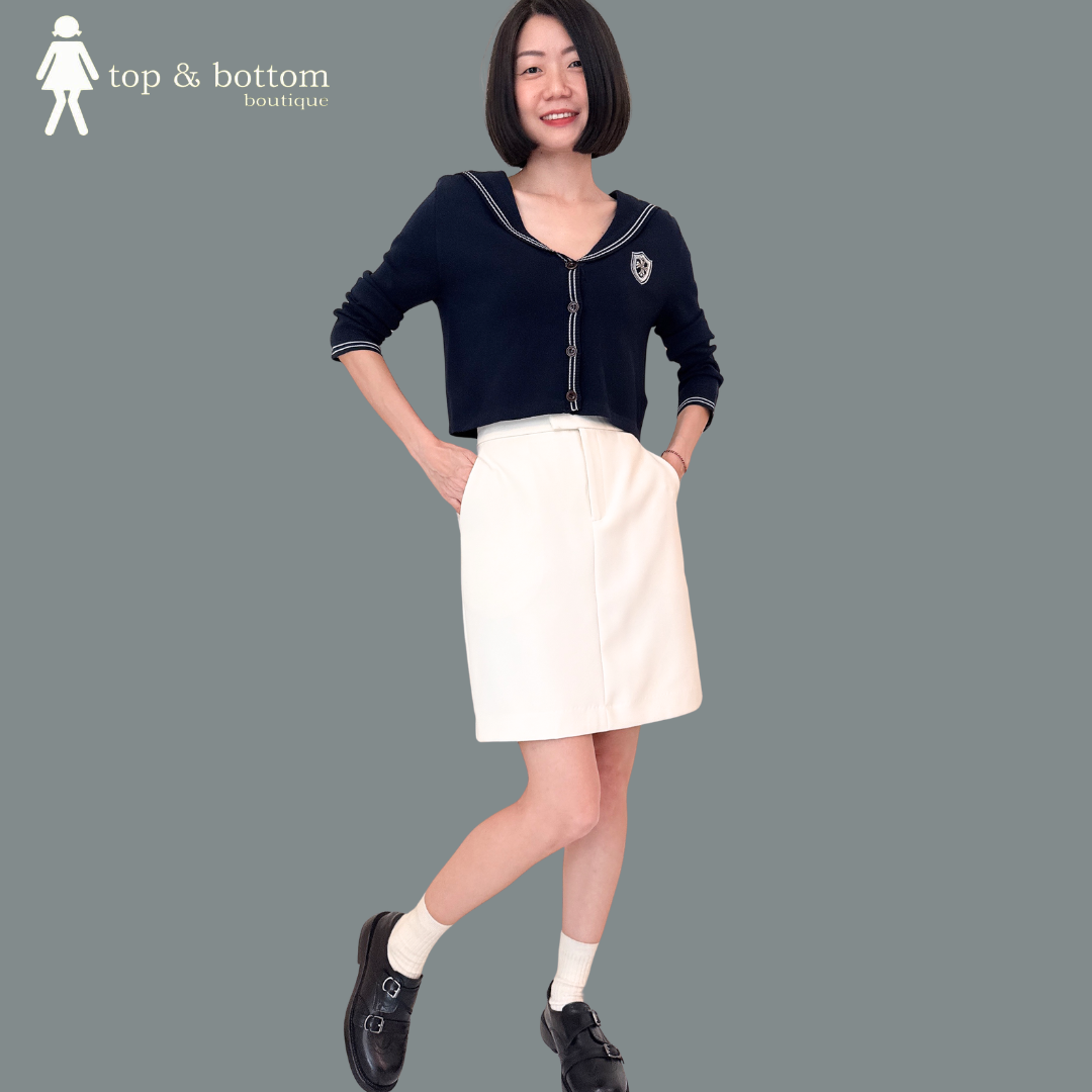 LONG SLEEVE UNI SAILOR COLLARED KNIT BLOUSE