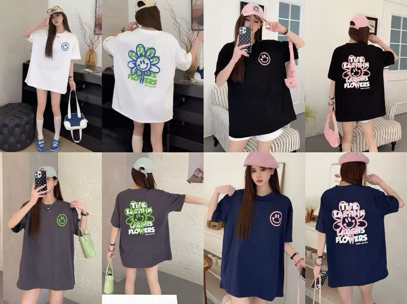 微笑花朵 雙紗面料 大T