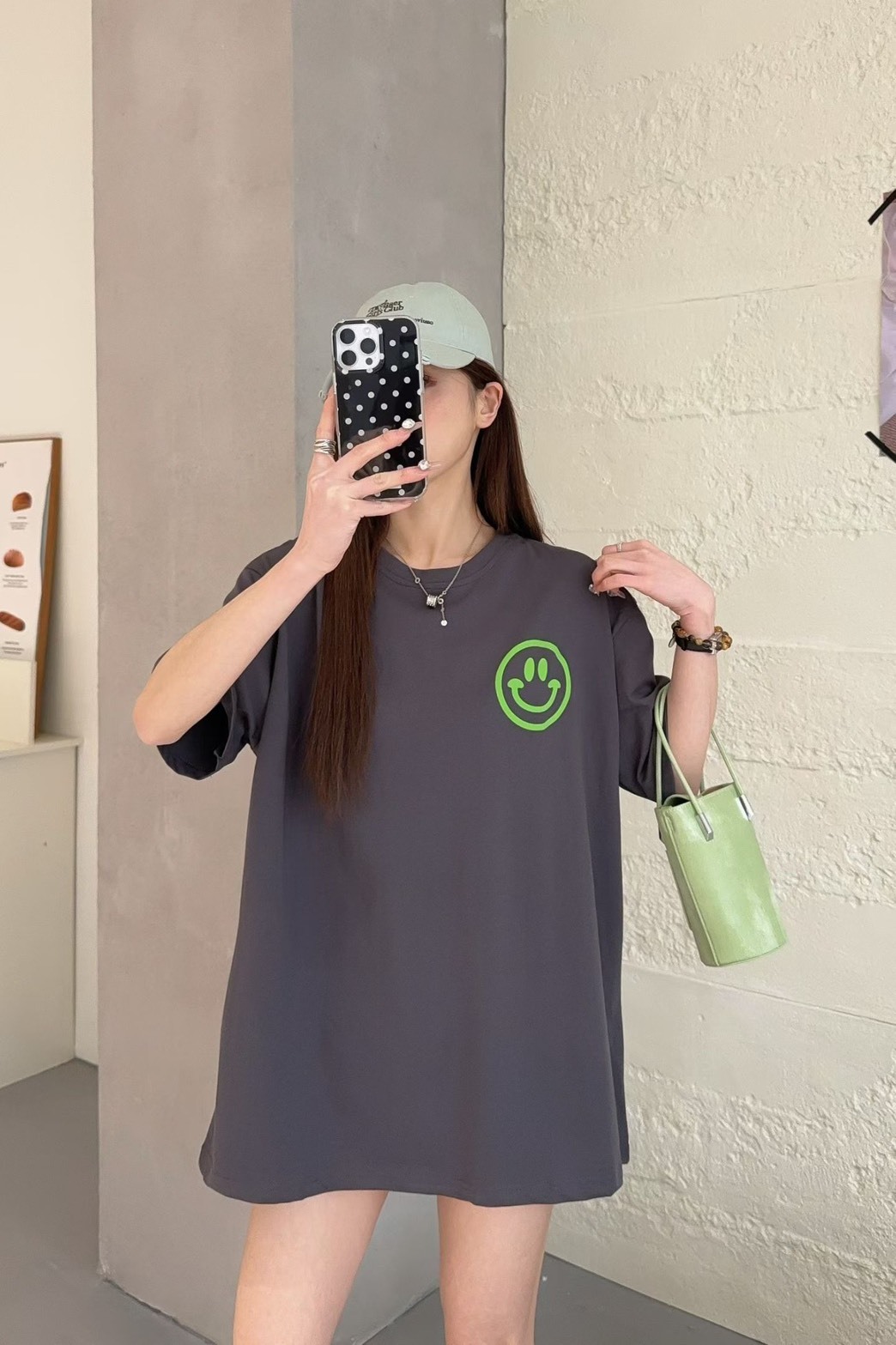 微笑花朵 雙紗面料 大T