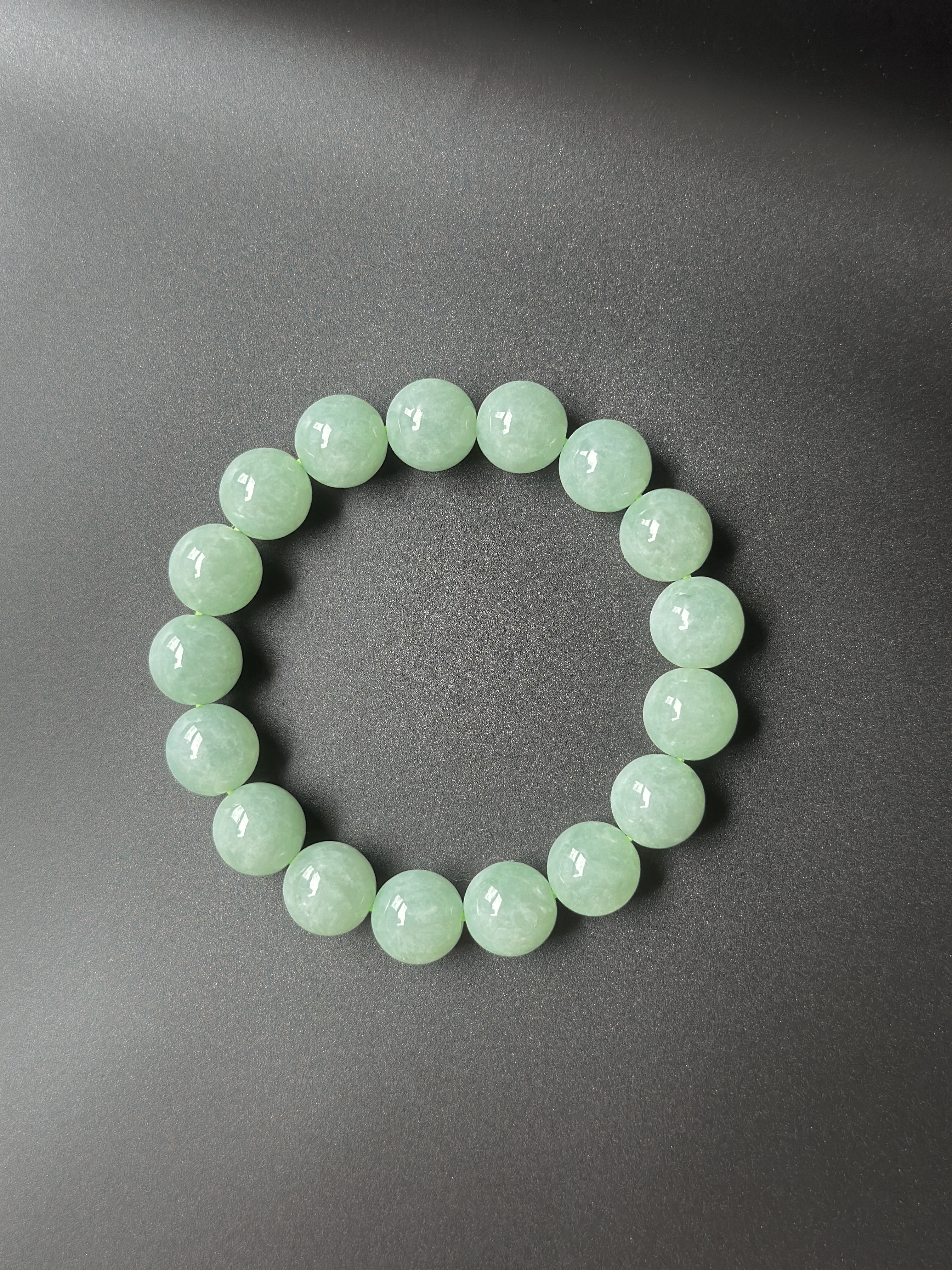 天然A貨翡翠手串 - 滿滿蘋果綠12mm