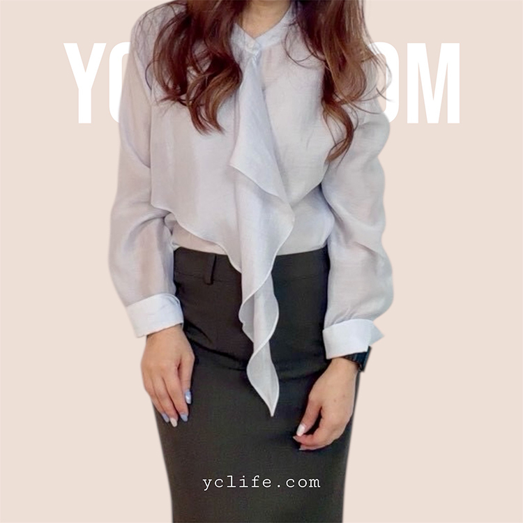 流動垂墜領巾上衣