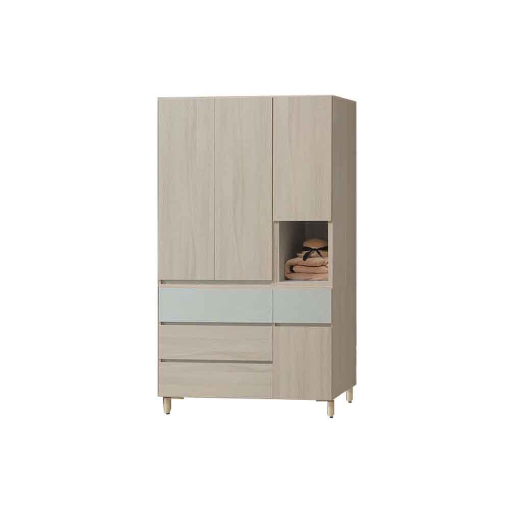 柏蒂家居-夏曼3.9尺四門四抽衣櫃/衣櫥/收納櫃-單吊桿+四抽屜