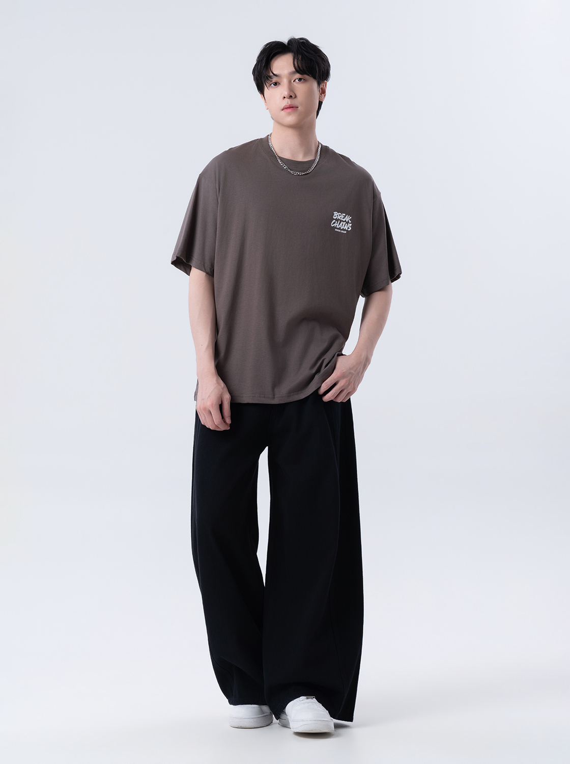 直向線條超寬直筒褲