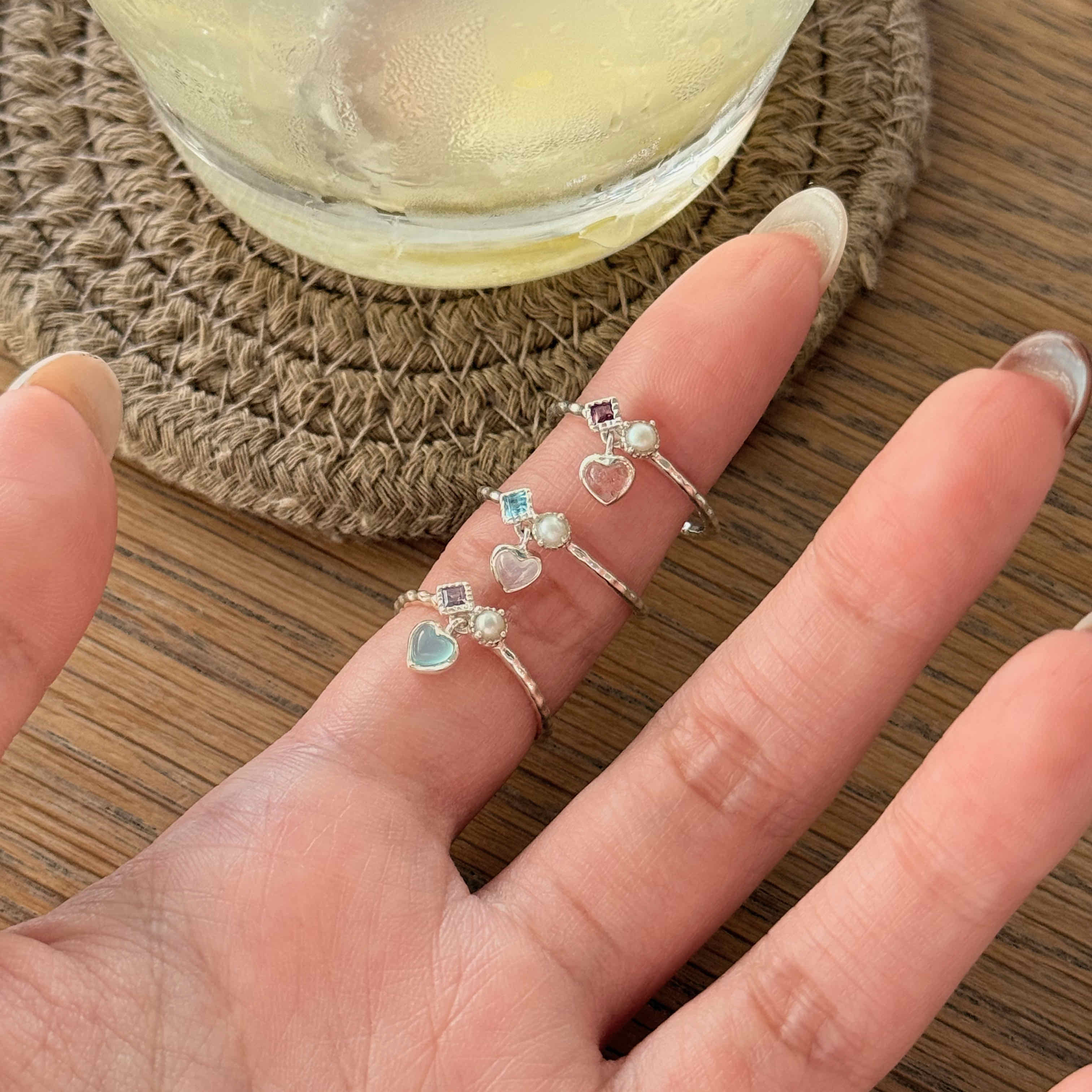 🇰🇷925 silver 天然石珍珠戒指｜3 style