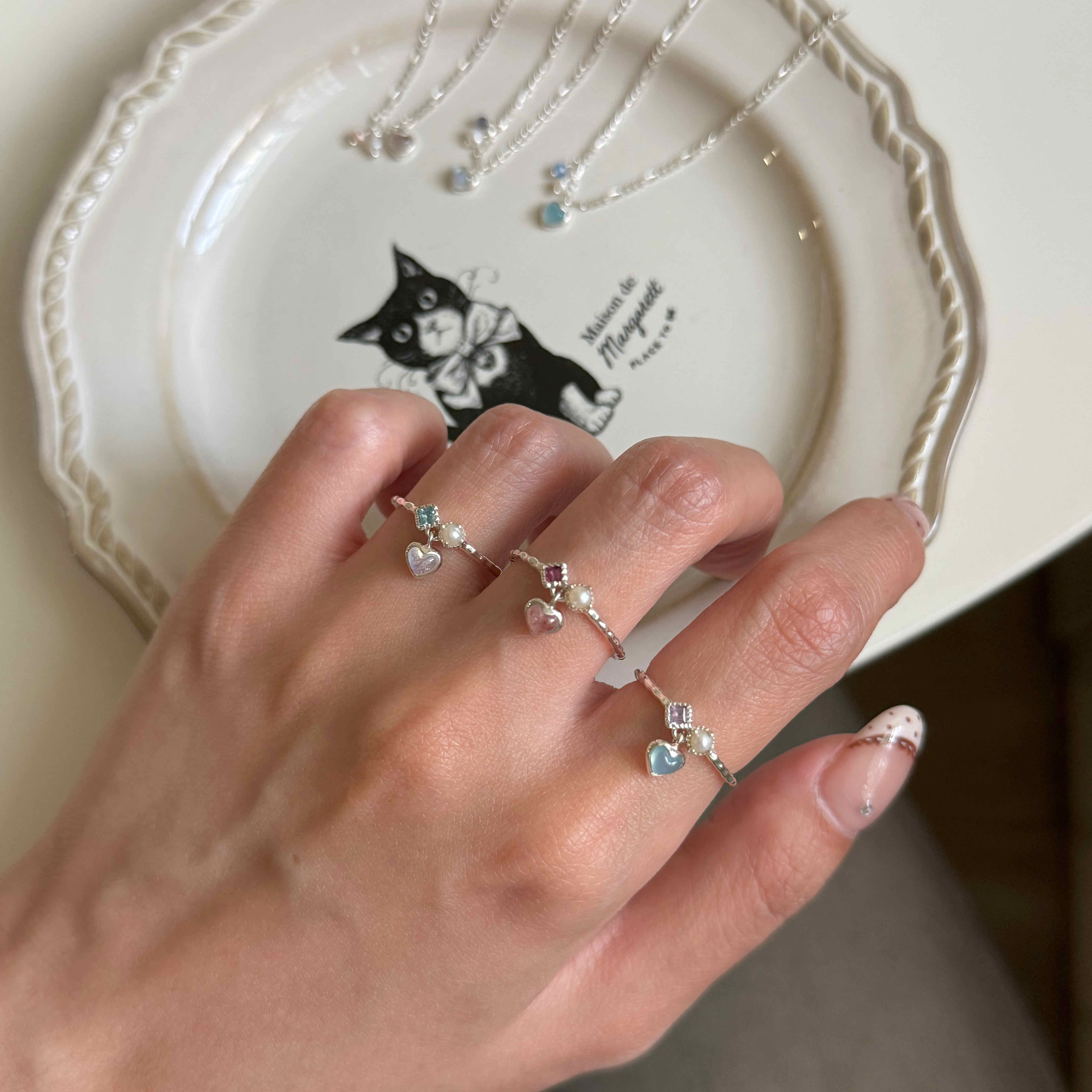 🇰🇷925 silver 天然石珍珠戒指｜3 style