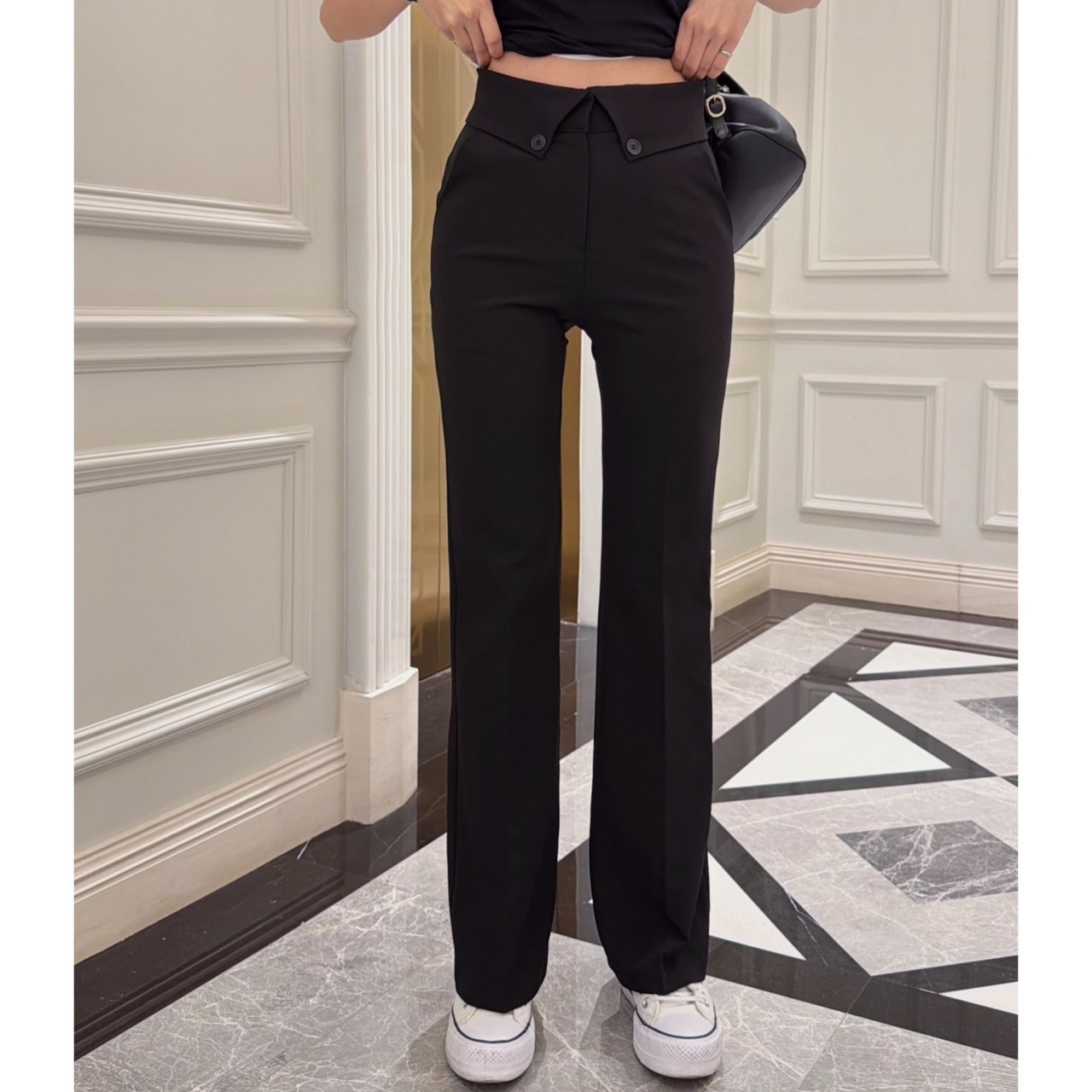 ［預購］🔥04.15春夏新品］💥美眉許願款］🇰🇷正韓高腰超好穿口袋西裝微喇叭褲（SM黑色/兩色）