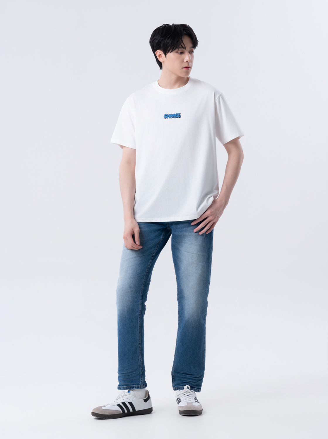 立體壓皺窄管褲