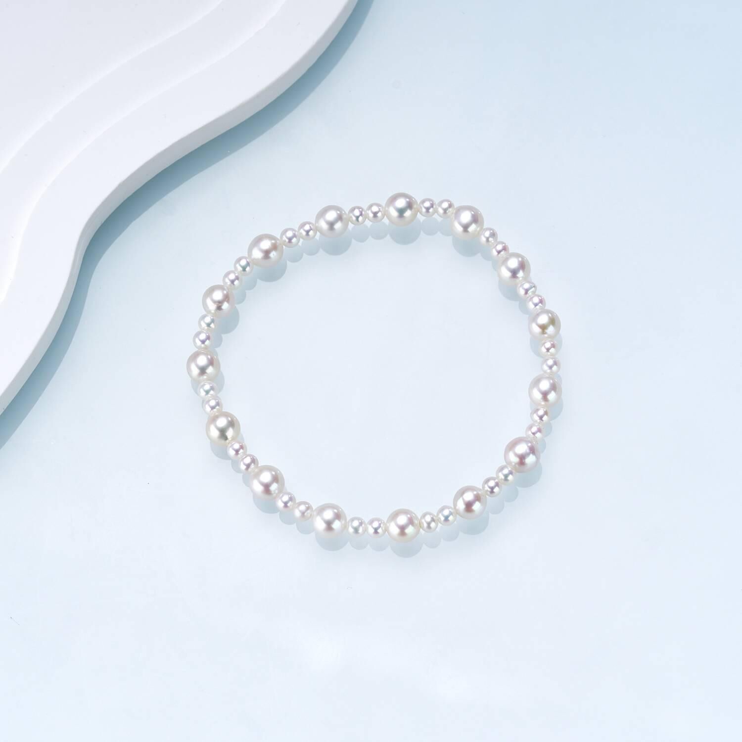 (EC21) 3-3.5MM+5.5-6MM天然淡水大小珍珠彈力手鏈 - #珍珠 #2004PE