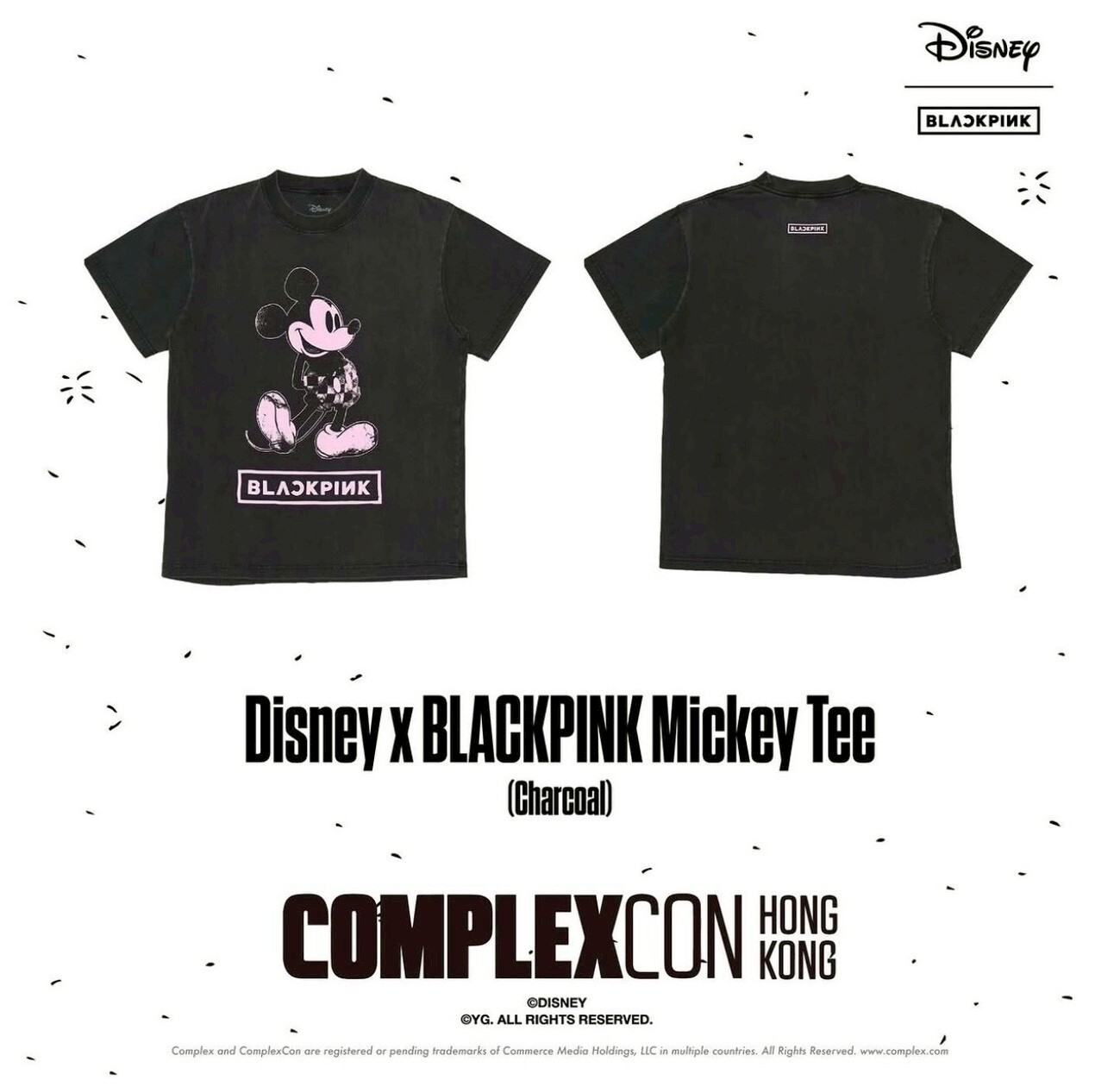 BLACKPINK x 迪士尼 Disney COMPLEXCON 展場限定 聯名款 水洗黑粉米奇短袖 T