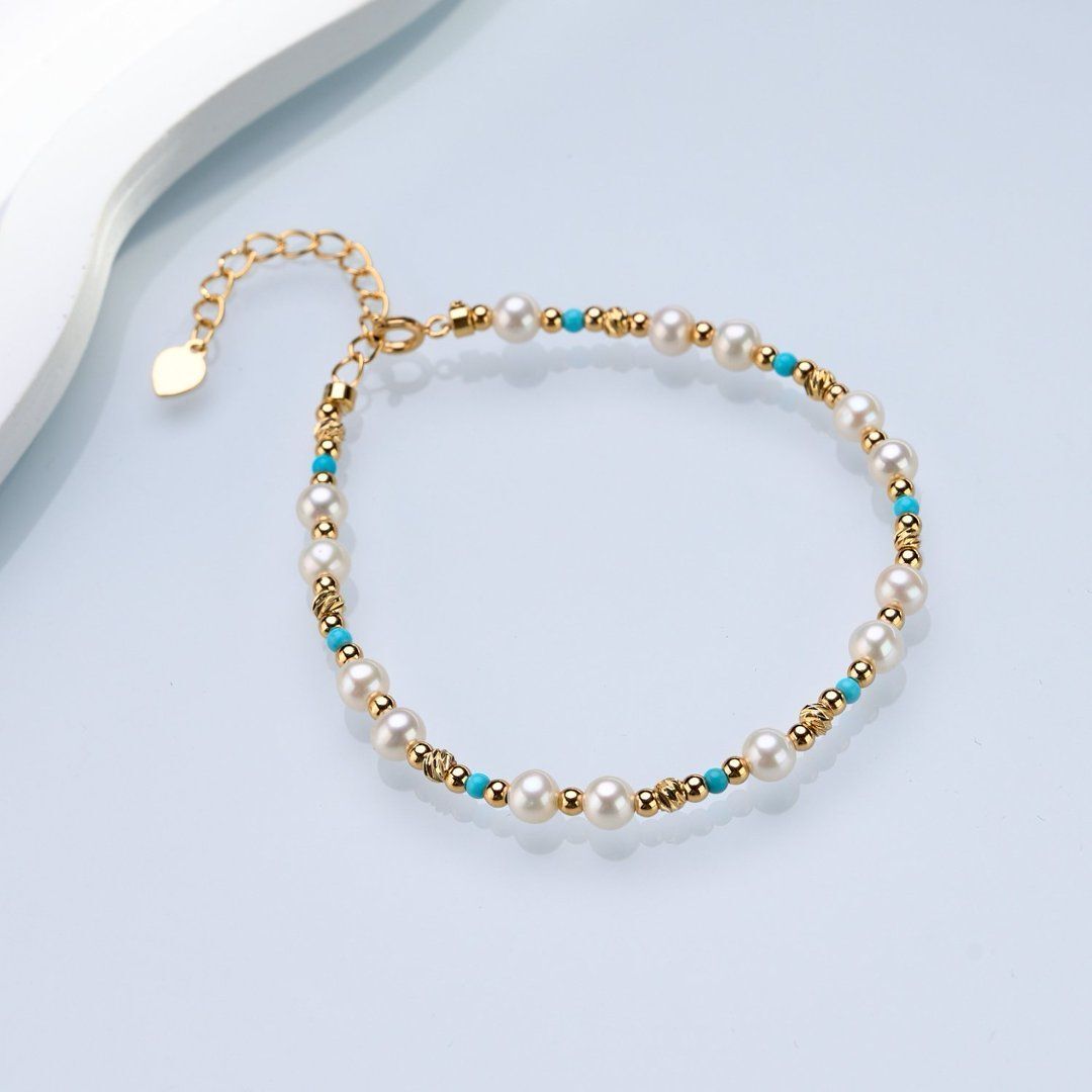 (EC23) 4-5MM天然淡水珍珠藍鬆手鏈 - #珍珠 #2004PE