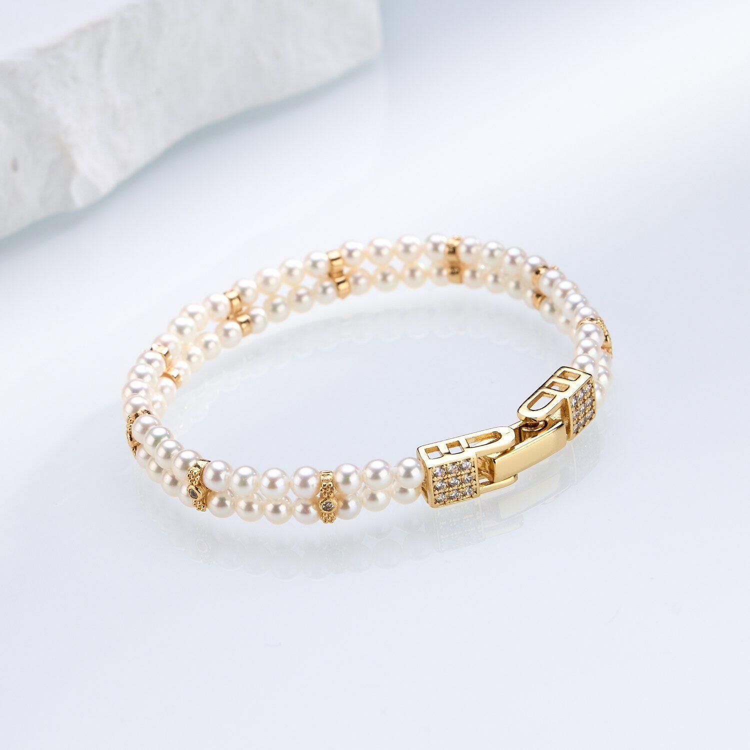 (EC25) 3-4MM雙排天然淡水珍珠編制手鏈 - #珍珠 #2004PE