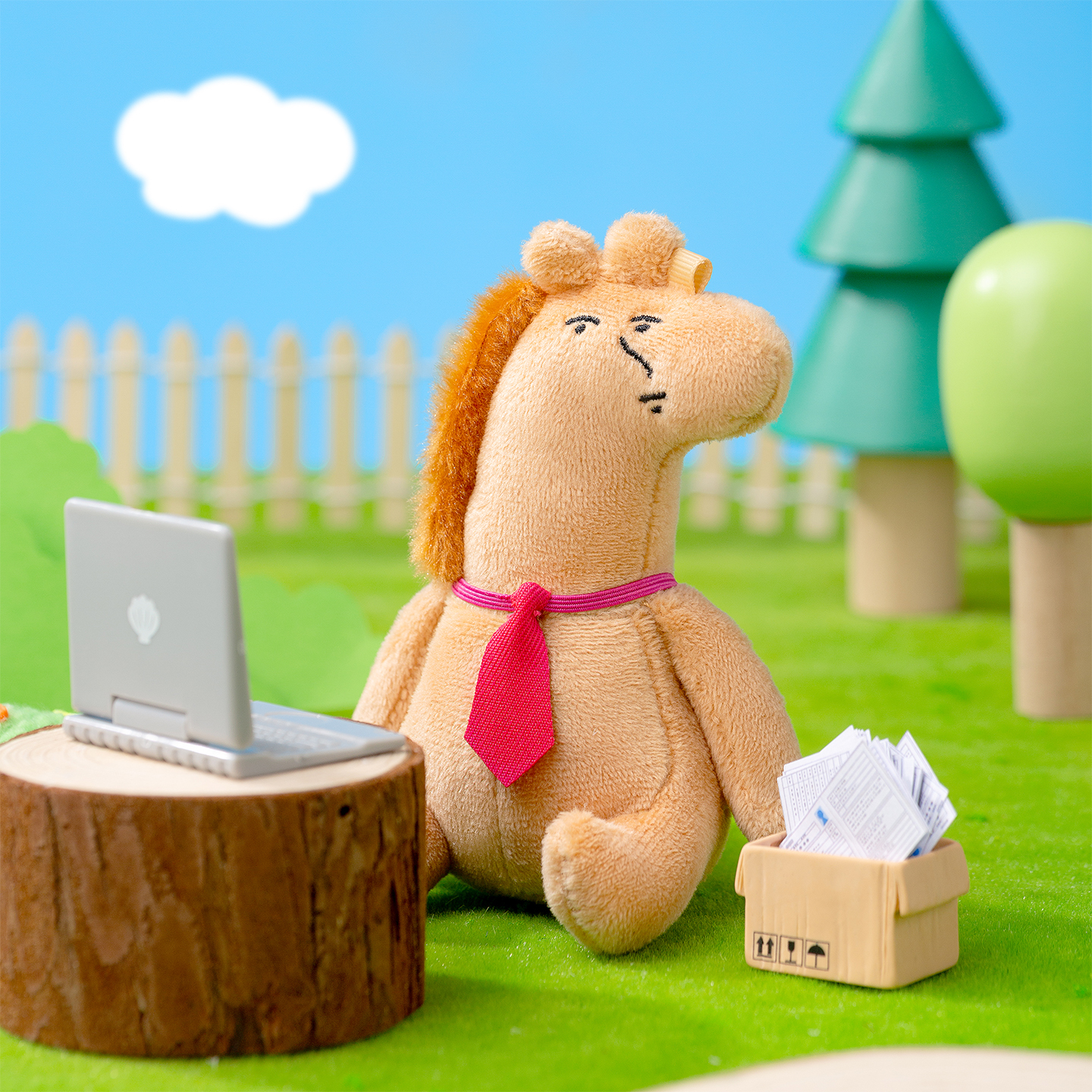 粉紅兔子小馬絨毛吊飾娃娃