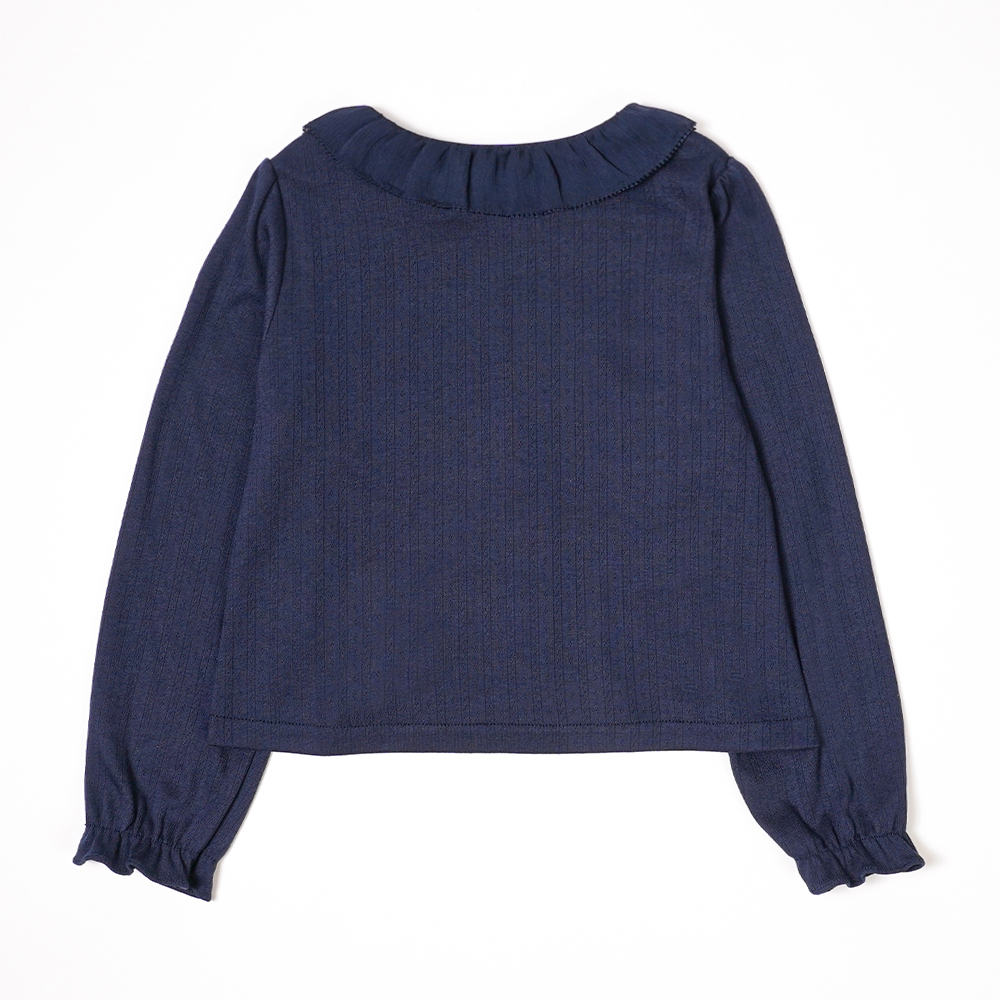 PIPPY 優雅荷葉領針織外套 丈青