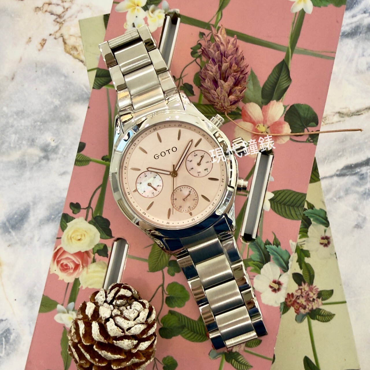 【GOTO】Mulit-Function Ritual 三眼系列–1396M-粉紅 GS1396M-2S-841 39mm 現代鐘錶