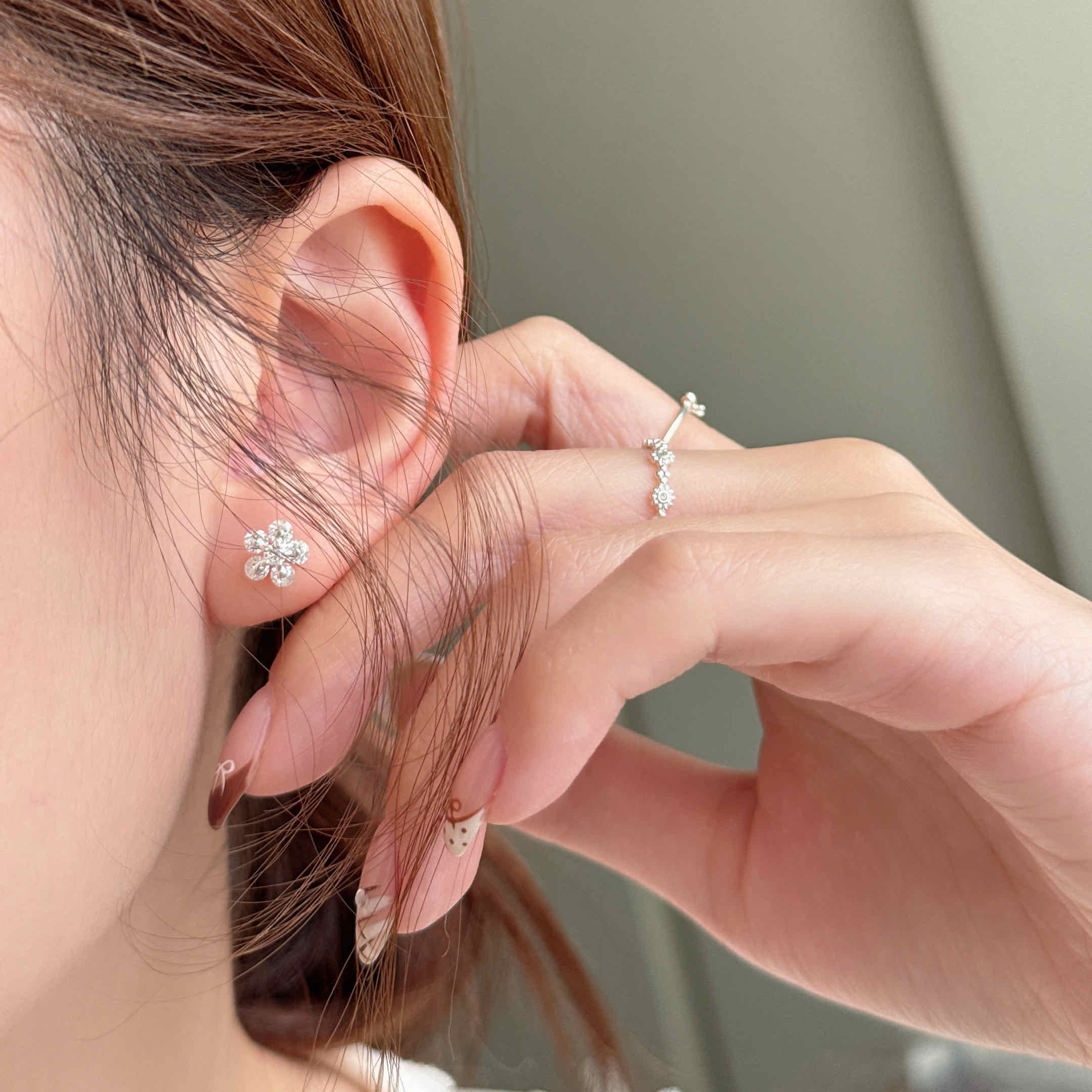 🇰🇷925 silver 閃亮亮花花耳環