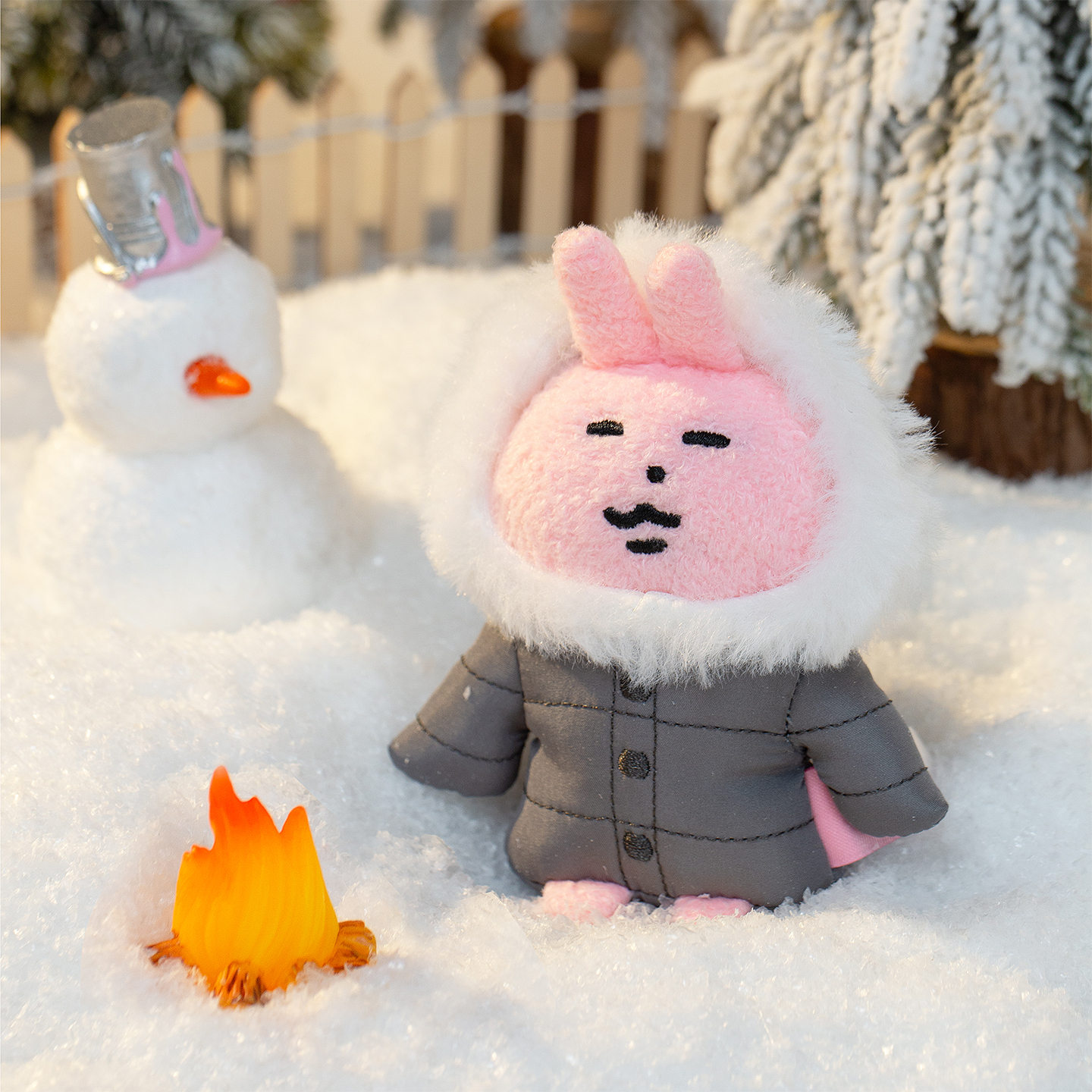 粉紅兔子羽絨服兔子絨毛吊飾