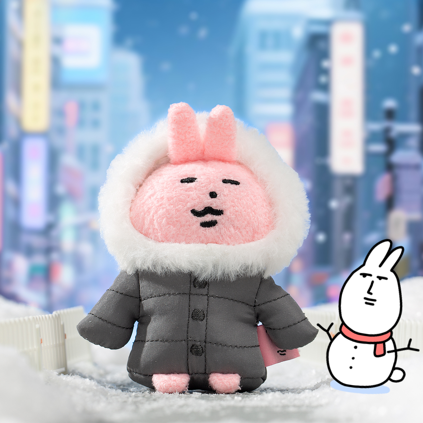 粉紅兔子羽絨服兔子絨毛吊飾