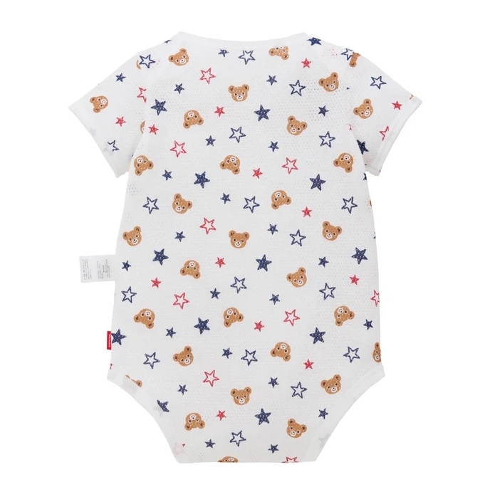 普奇熊-網眼套頭短袖包臀衣-藍色