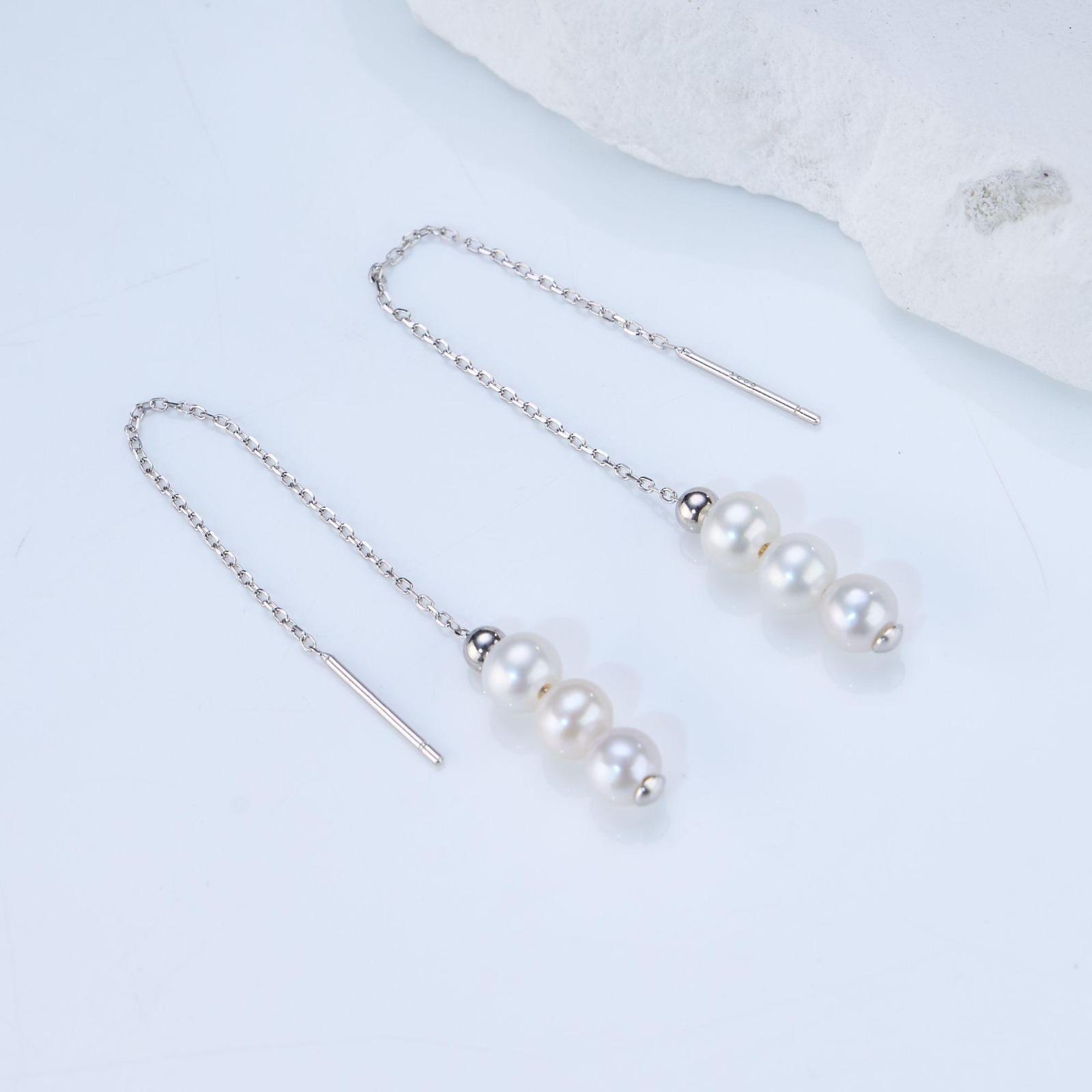 (EC34) 5-6MM天然淡水珍珠耳線(S925) - #珍珠 #2004PE