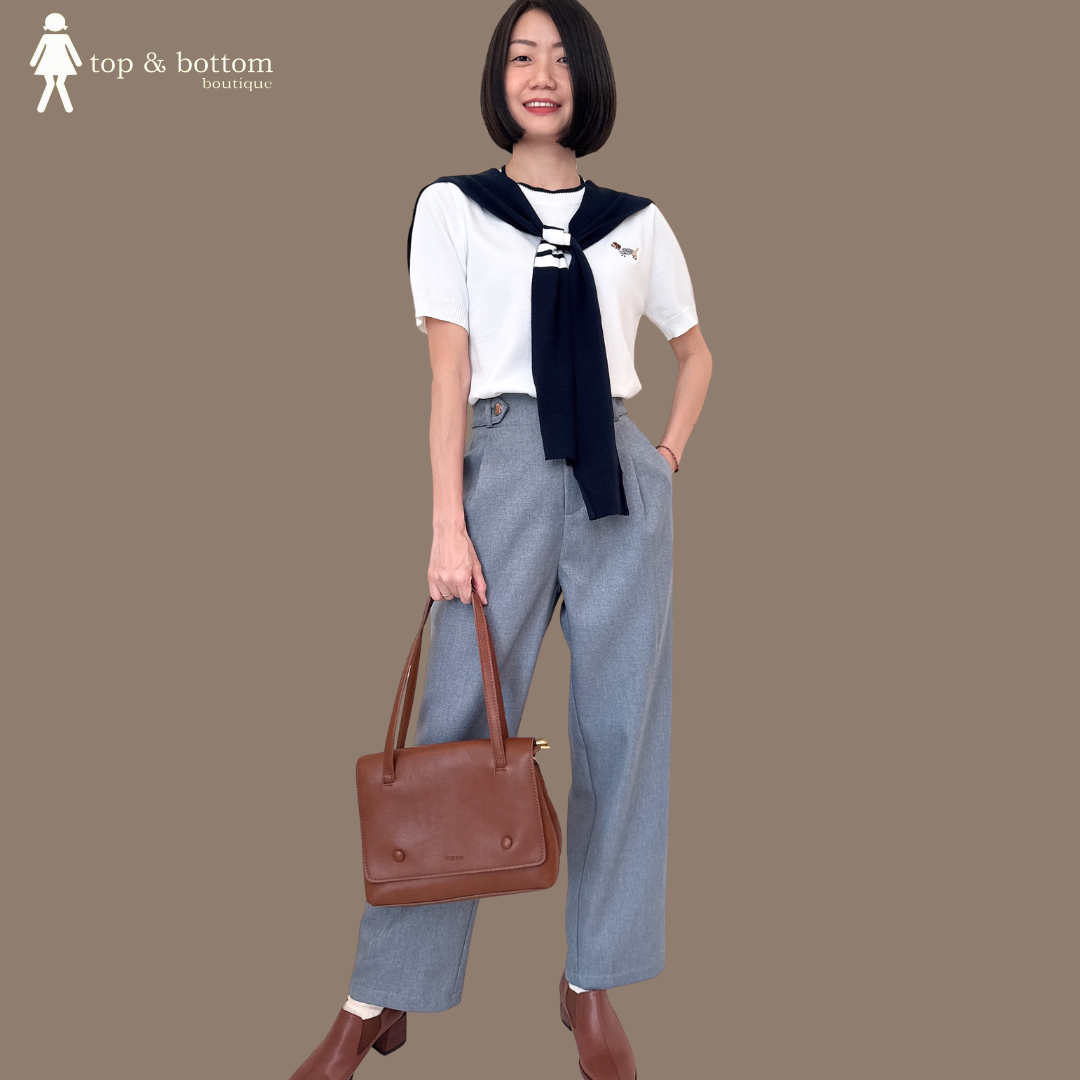 SHORT SLEEVE KNIT BLOUSE WITH SCARF