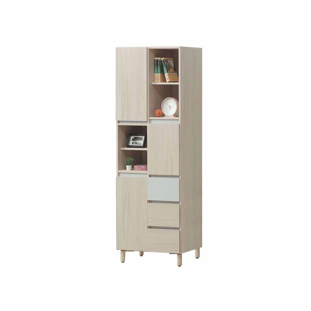 柏蒂家居-夏曼2.2尺三門三抽開放式展示櫃/書櫃/收納置物櫃