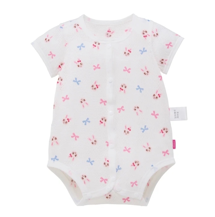 舞颯兔-網眼排釦短袖包臀衣-粉色