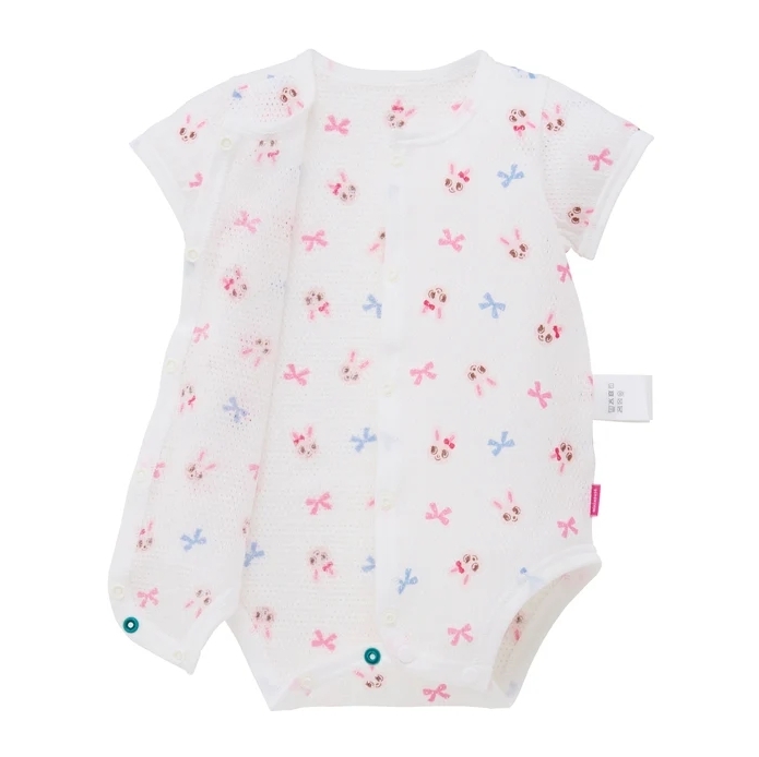 舞颯兔-網眼排釦短袖包臀衣-粉色