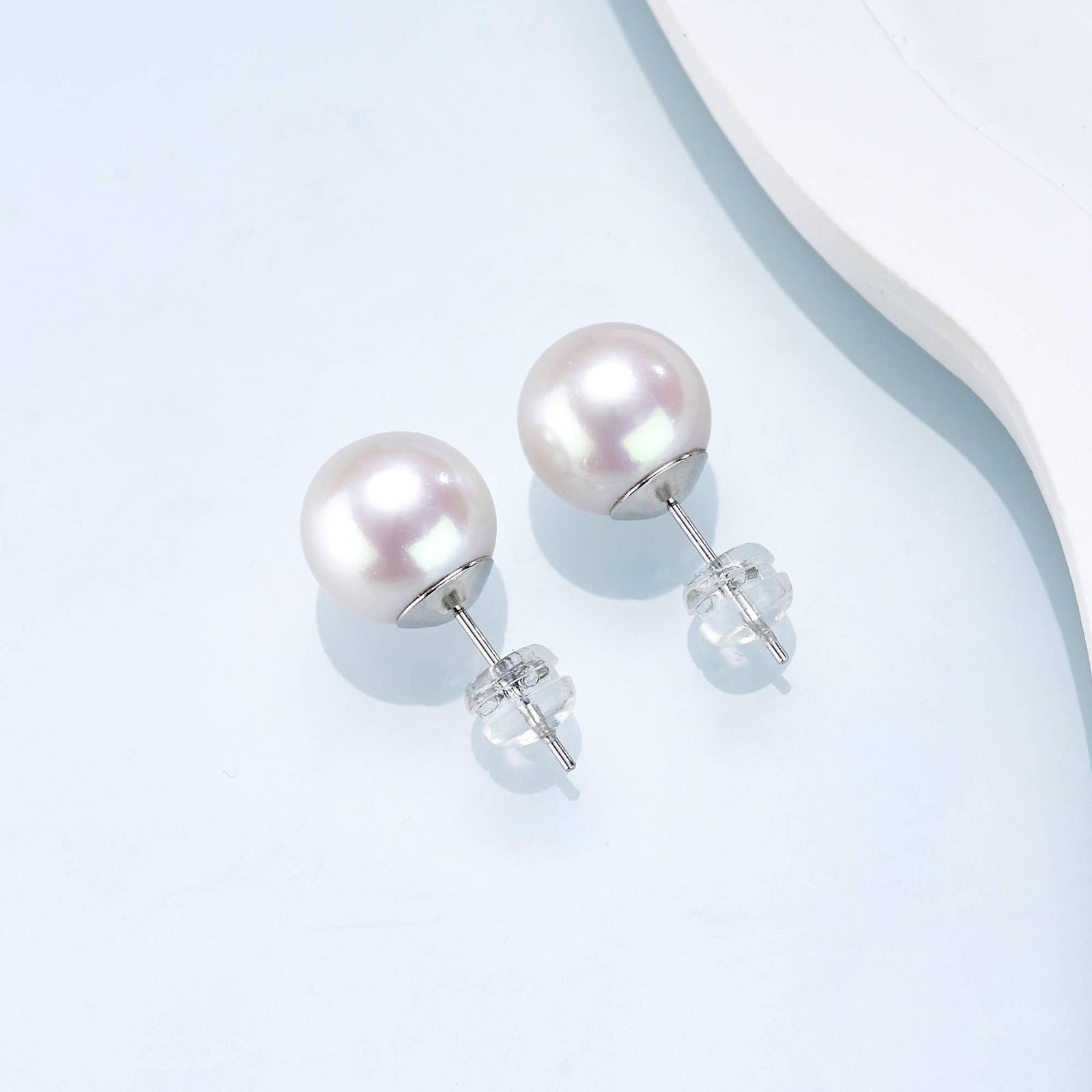 (EC35) 10-11MM天然淡水大白珍珠耳環(S925) - #珍珠 #2004PE