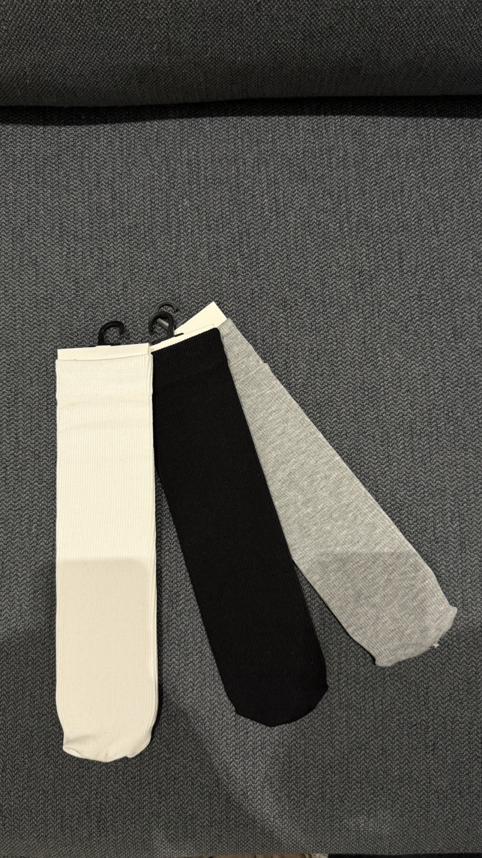 棉質小腿長襪 (3雙一組 黑/白/灰)
