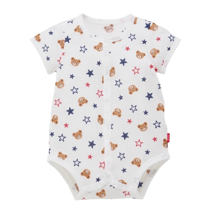 普奇熊-網眼排釦短袖包臀衣-藍色