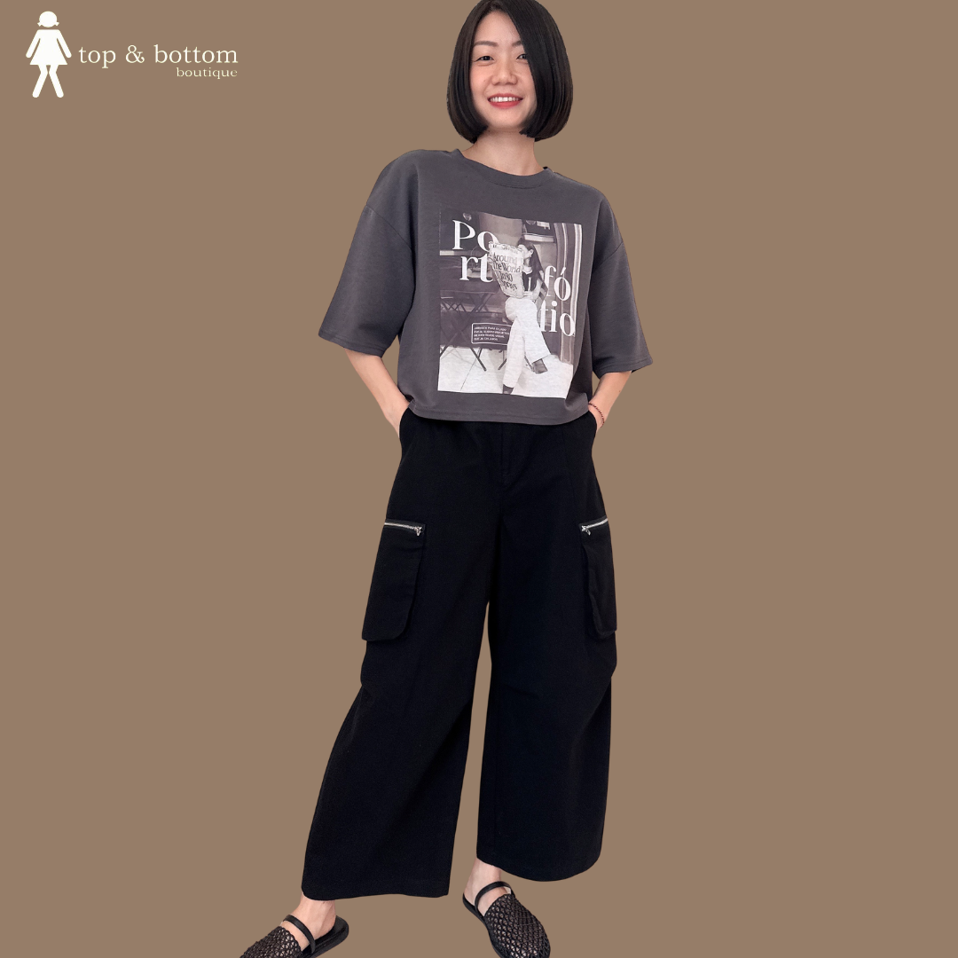 HIGH WAISTED ZIPPED SIDE CARGO PANT