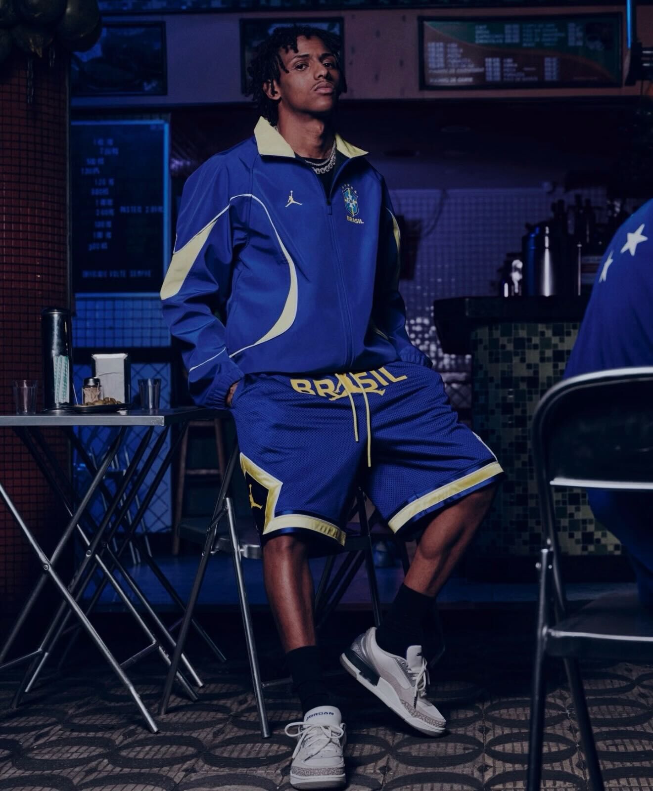 男款 NIKE AIR JORDAN 85 SS LOGO CREW P6 藍色 巴西隊 足球 喬丹 籃球 印花 網眼 休閒 運動 短褲 短T【IF3911/IF3913】NKTF