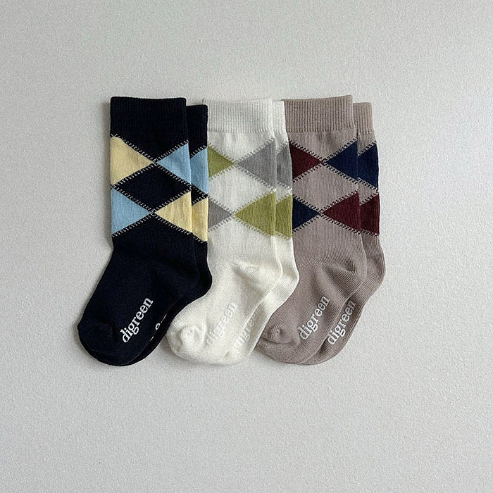 正韓夏Digreenkids 菱格紋襪