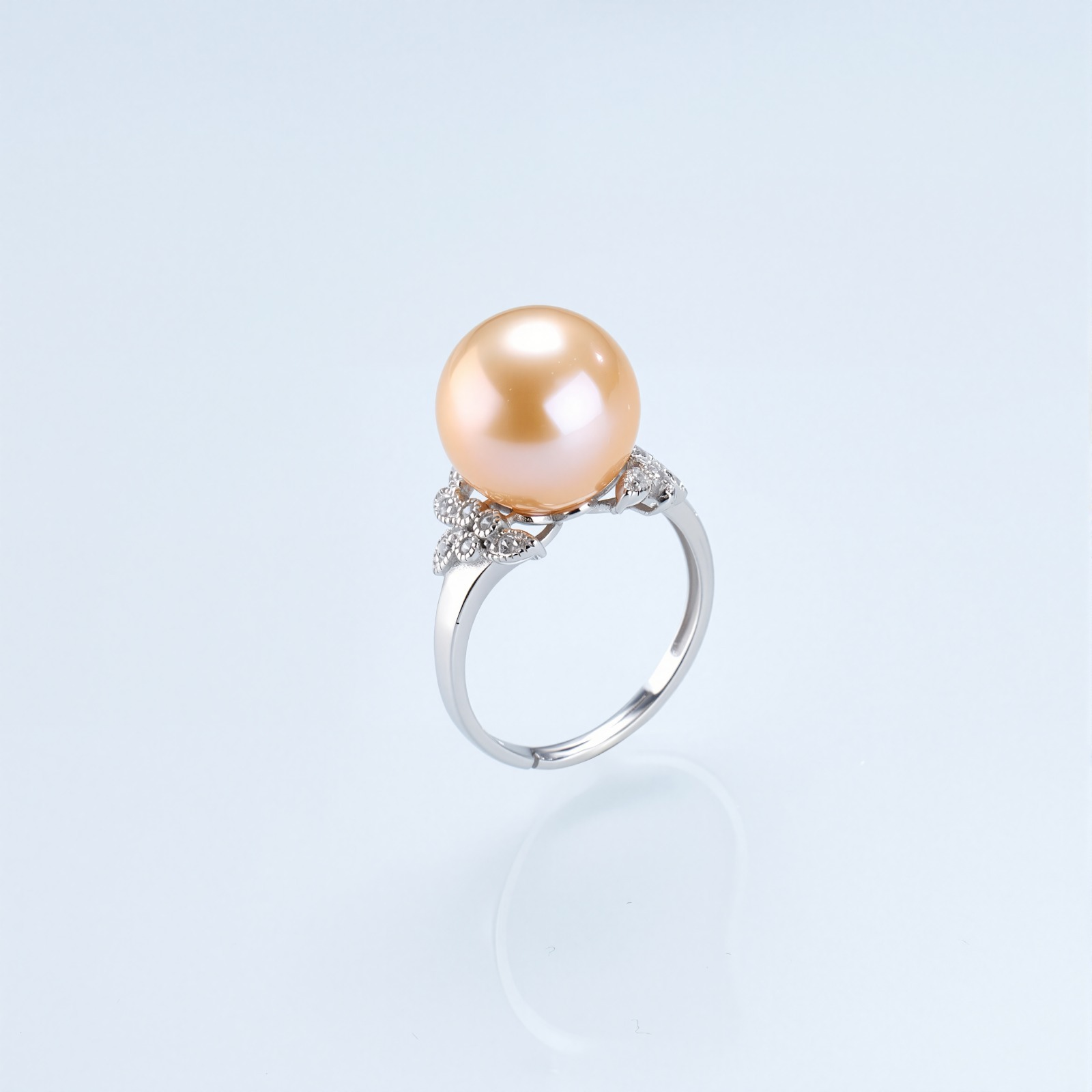 (EC44) 12-13MM天然淡水奶油金珍珠繁花戒指(S925) - #珍珠 #2004PE