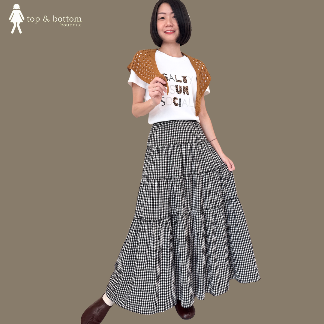 LEOPARD WORDING TEE WITH KNIT SCARF