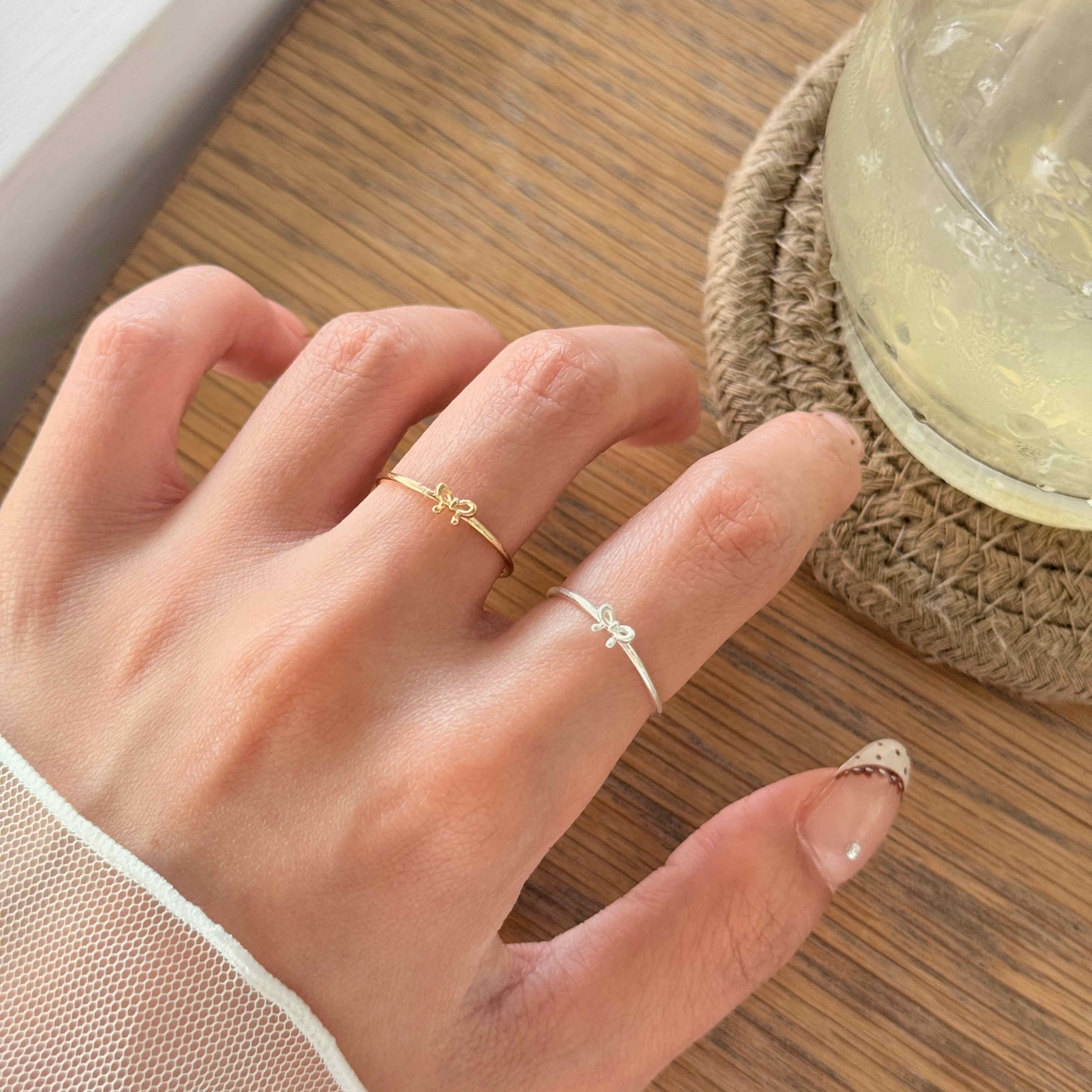 🇰🇷925 silver 迷你蝴蝶結戒指｜2 color