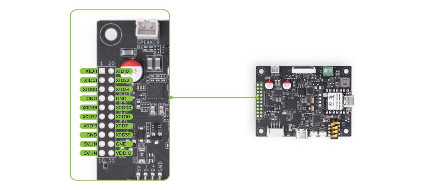 reSpeaker Flex XVF3800,線性四麥克風陣列模組,引腳說明