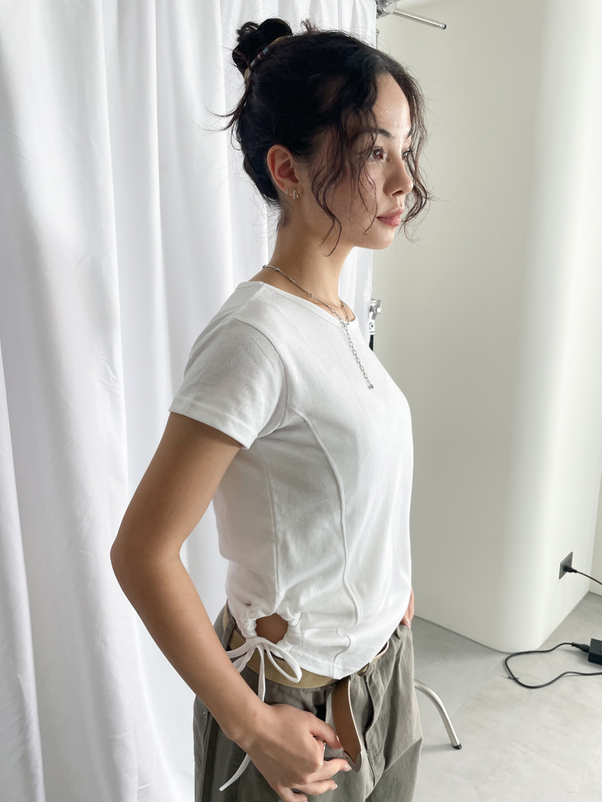 curved cut side-tie top
