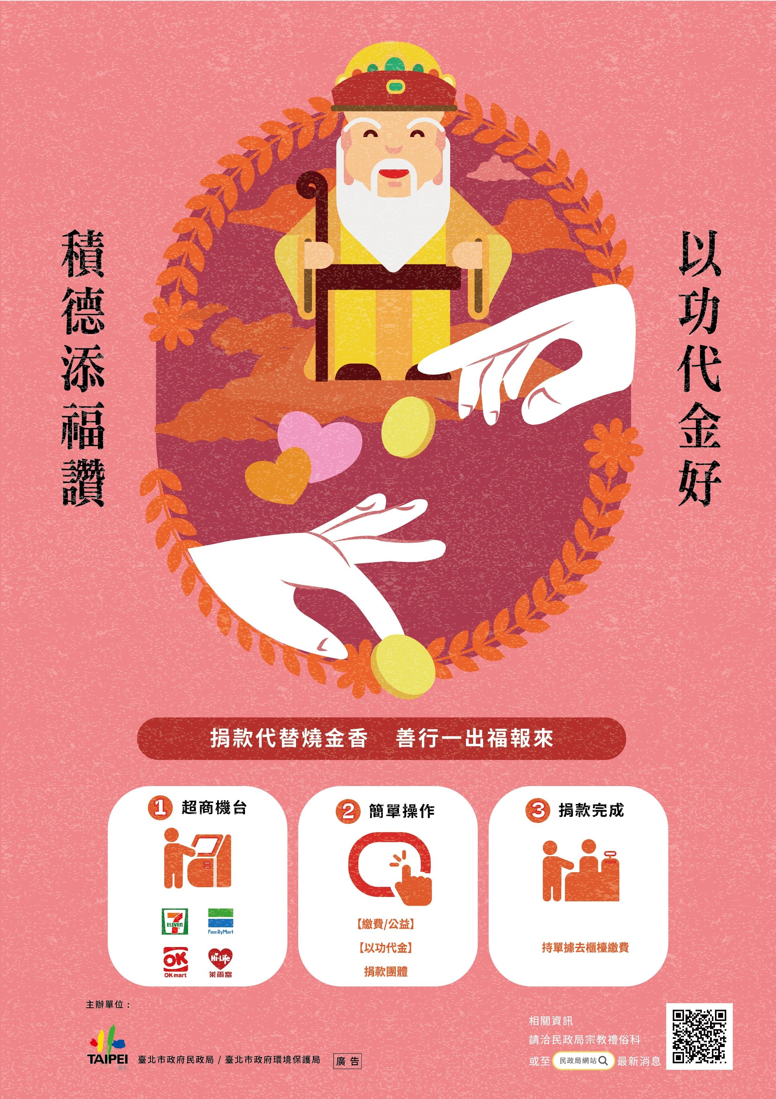 台北市政府宣導以功代金的宣傳海報