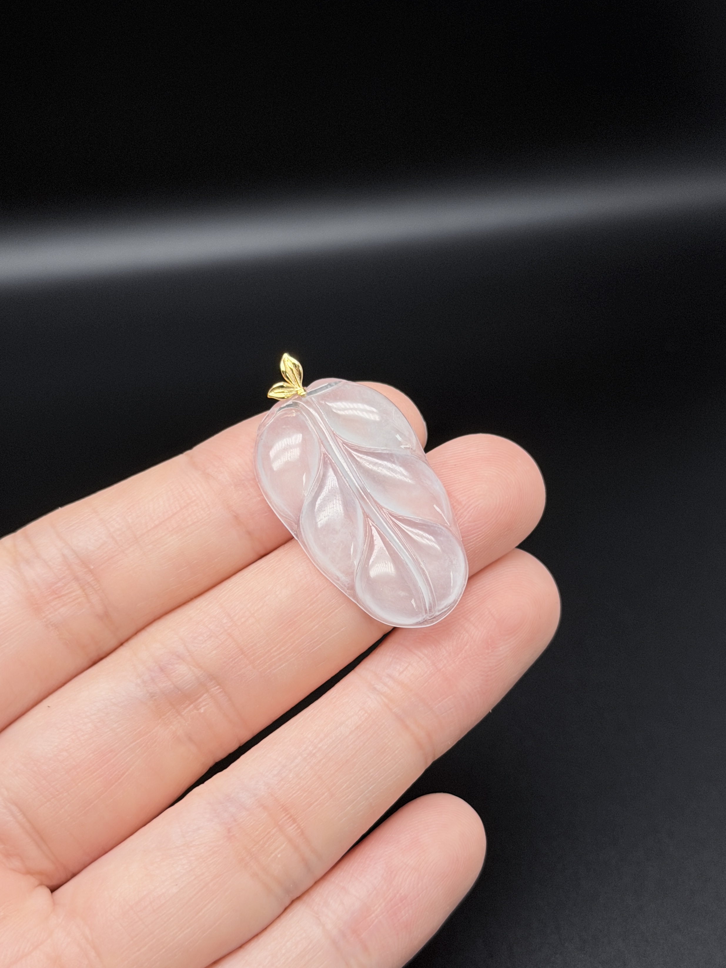 18k金 天然A貨翡翠吊墜 - 高冰種葉子